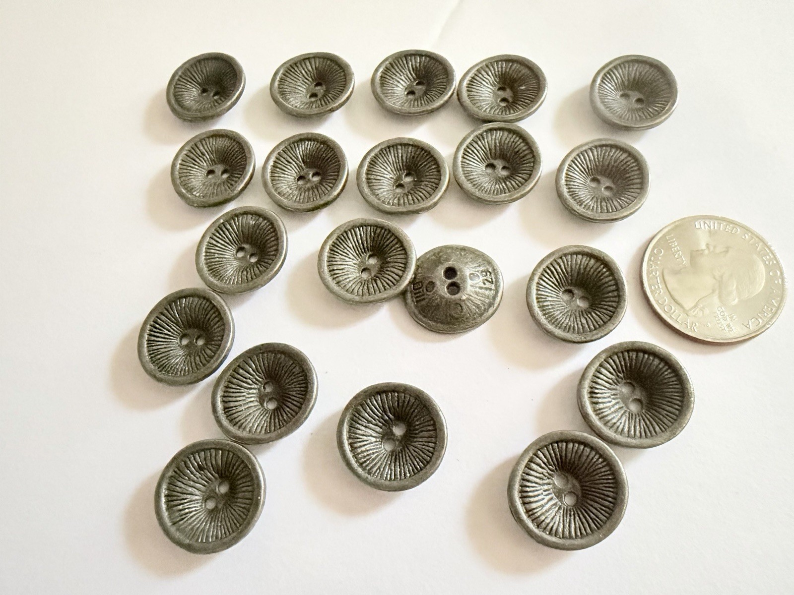 DILL CONCAVE TIN 2-HOLE BUTTONS (Choose Quantity)