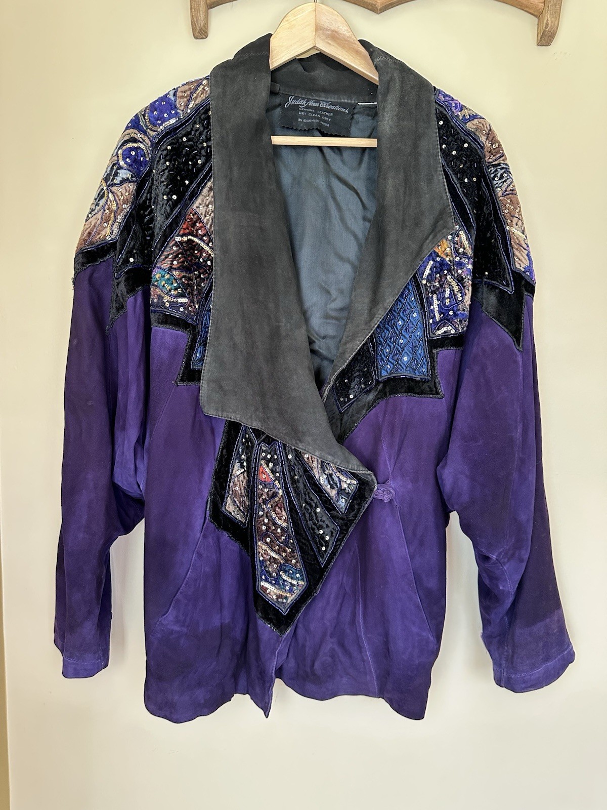 Rare Vintage Judith Ann Creations Sequin Leather Jacket