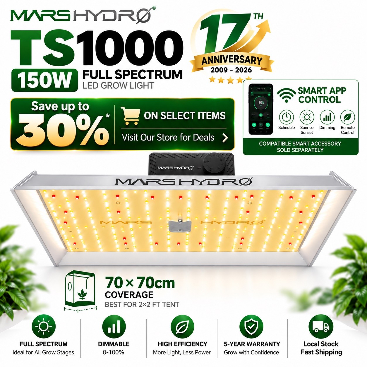 2026 Mars Hydro TS 1000 LED Grow Light Full Spectrum 150W for GrowTent,Smart APP 2026 Mars Hydro TS 1000 LED Grow Light Full Spectrum 150W for GrowTent,Smart APP