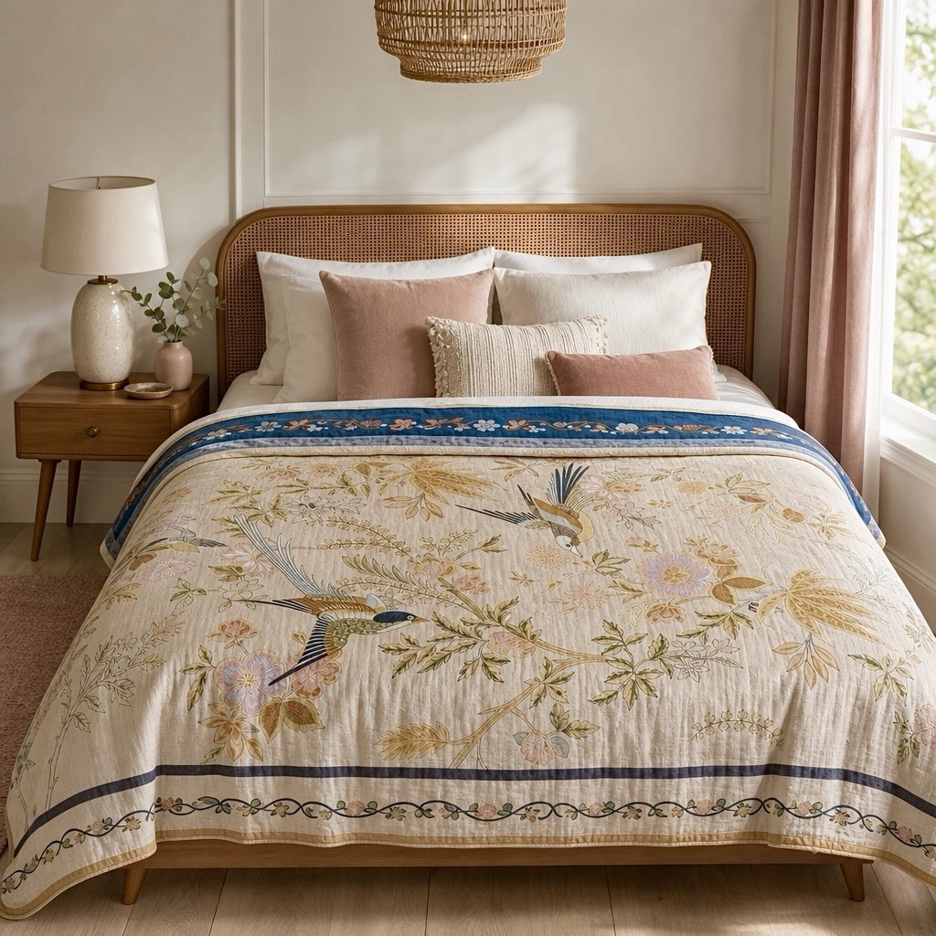 NEW Anthropologie Reversible Boho Bird Multicolor King Bedspread Blanket Quilt NEW Anthropologie Reversible Boho Bird Multicolor King Bedspread Blanket Quilt