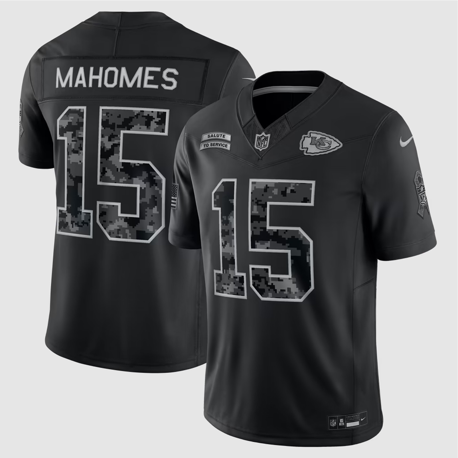 Men's Kansas City Chiefs Black 2026 Salute to Service Limited Custom Stitched