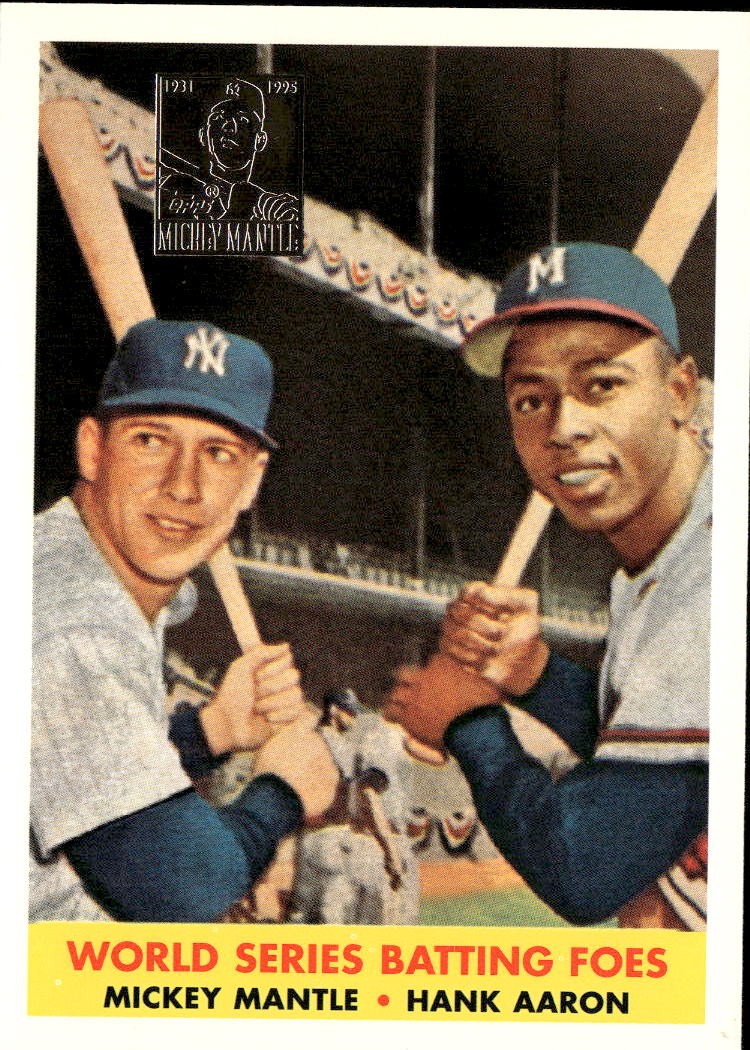 1997 Topps #24 Mickey Mantle / Hank Aaron Commemorative Reprints 1997 Topps #24 Mickey Mantle / Hank Aaron Commemorative Reprints
