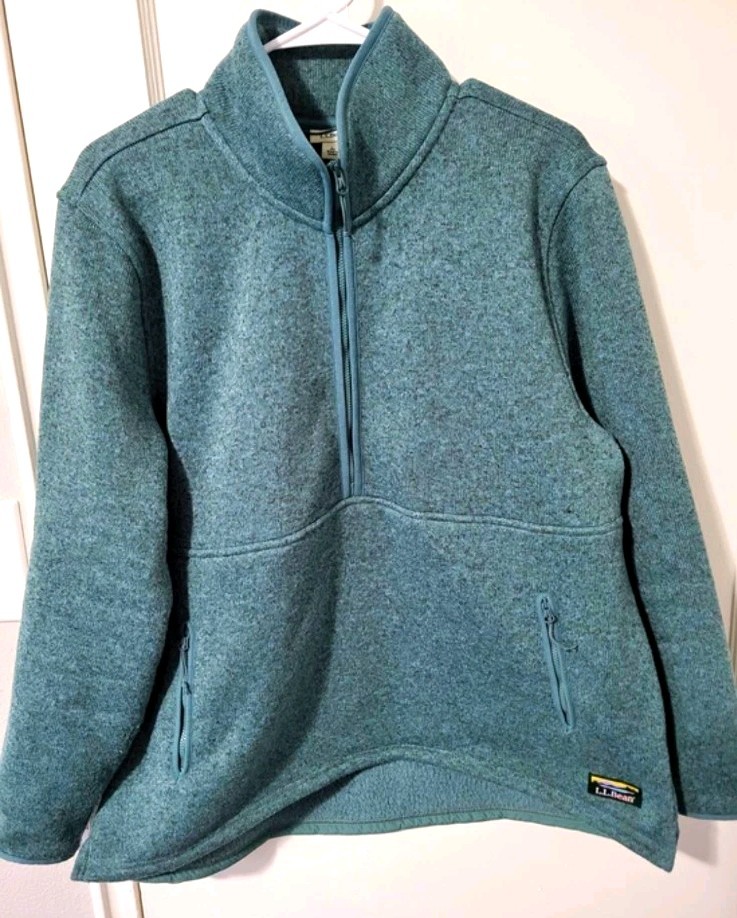 L.L.Bean Women\'s Full Zip Fleece Sweater, Mock Neck, Blue, Size L Regular L.L.Bean Women\'s Full Zip Fleece Sweater, Mock Neck, Blue, Size L Regular