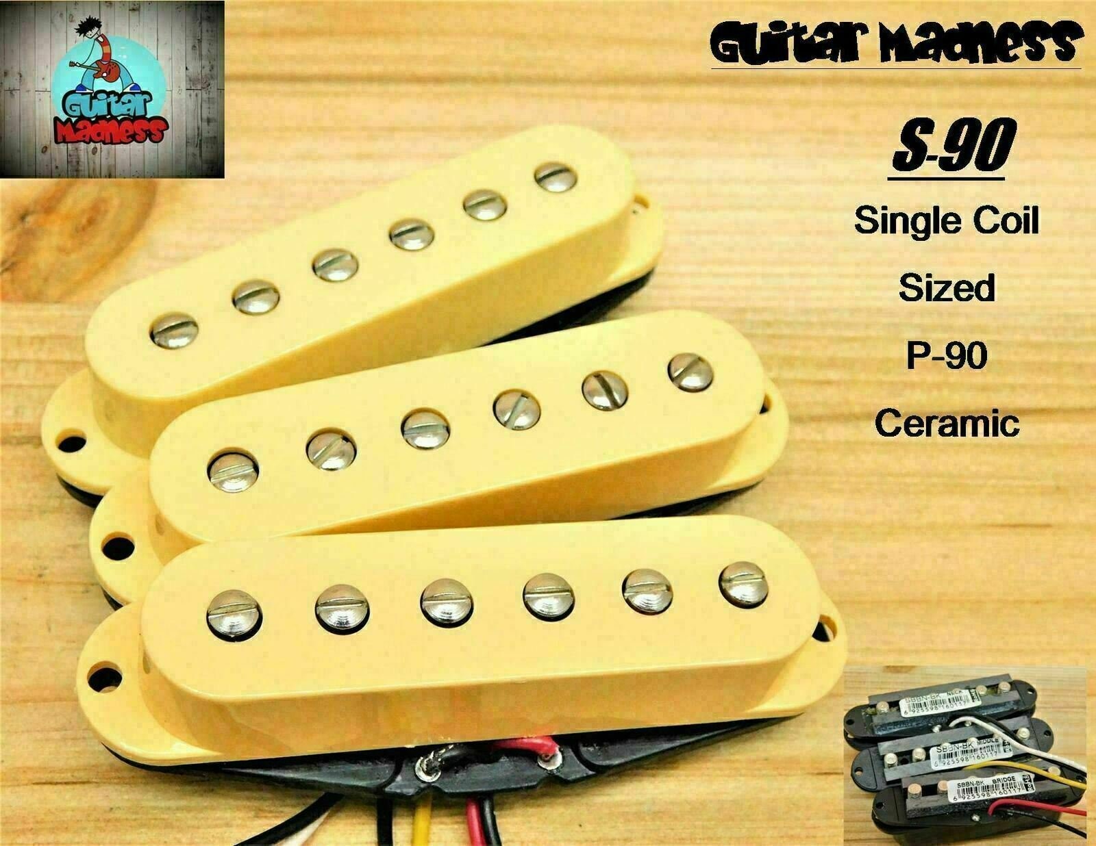 G.M. S-90\'s Single Coil Sized P-90\'s with Pole Pieces Cream Covers C
