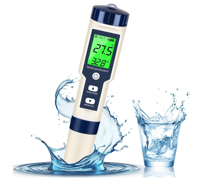 Medidor digital de agua 5 en 1. Probador multifunción que mide pH, TDS, EC, sali