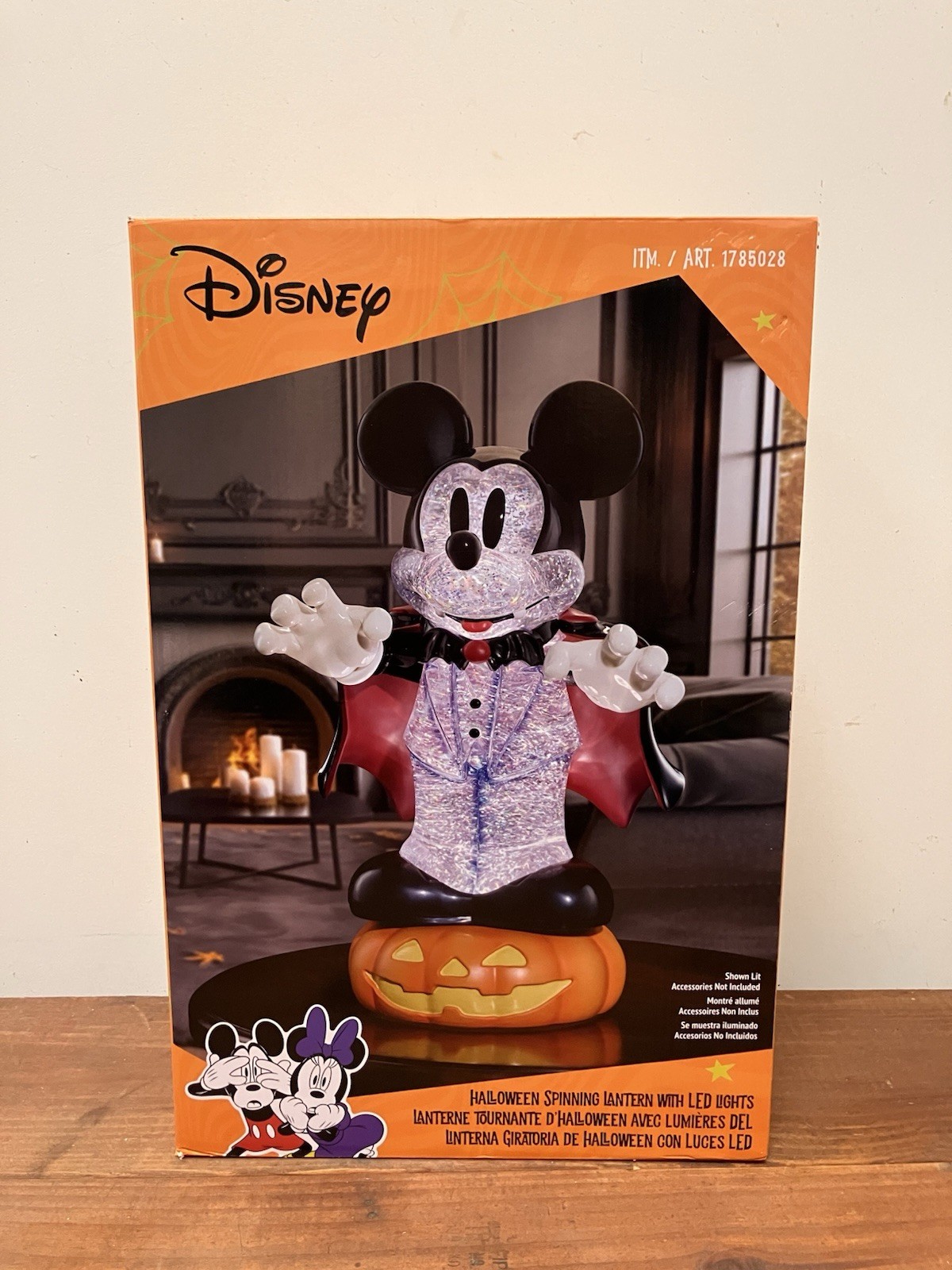 Disney Mickey Mouse Vampire Halloween Spinning Lantern Pumpkin LED Lights NEW Disney Mickey Mouse Vampire Halloween Spinning Lantern Pumpkin LED Lights NEW