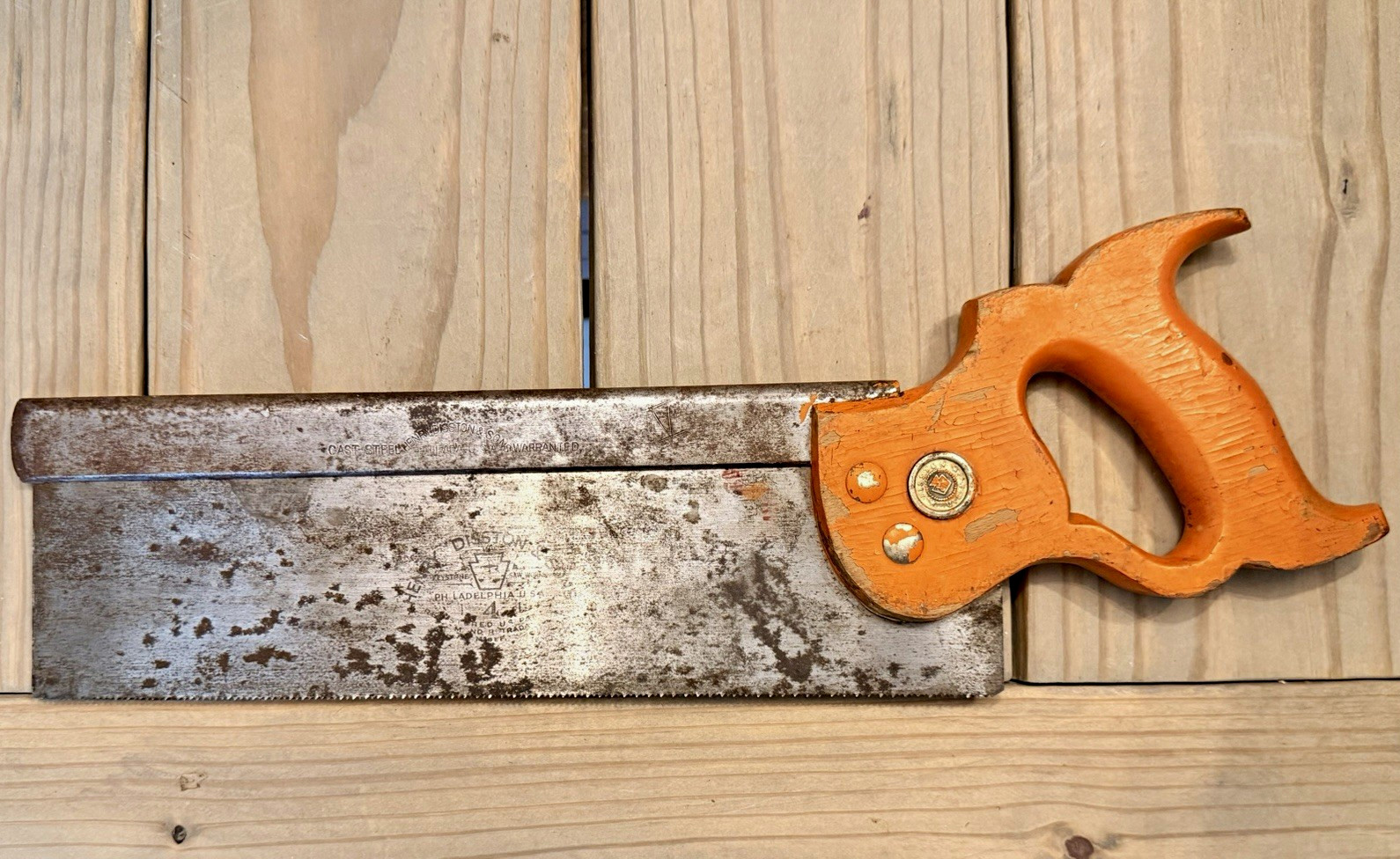 Vintage Henry Disston & Sons No. 4 12” Back Saw USA Medallion