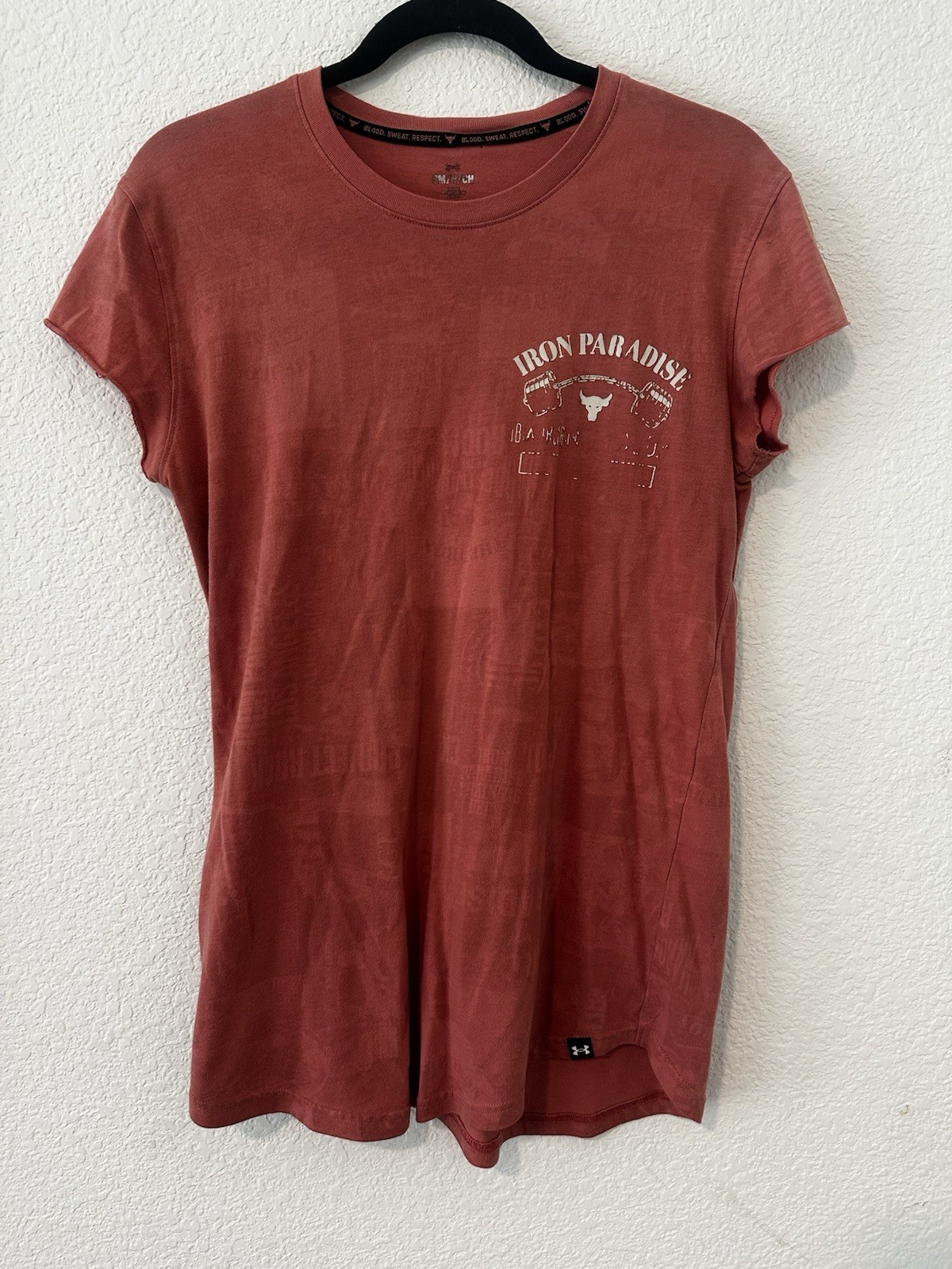 Under Armour Project Rock Iron Paradise T Shirt Mens S Red Dwayne Johnson Gym
