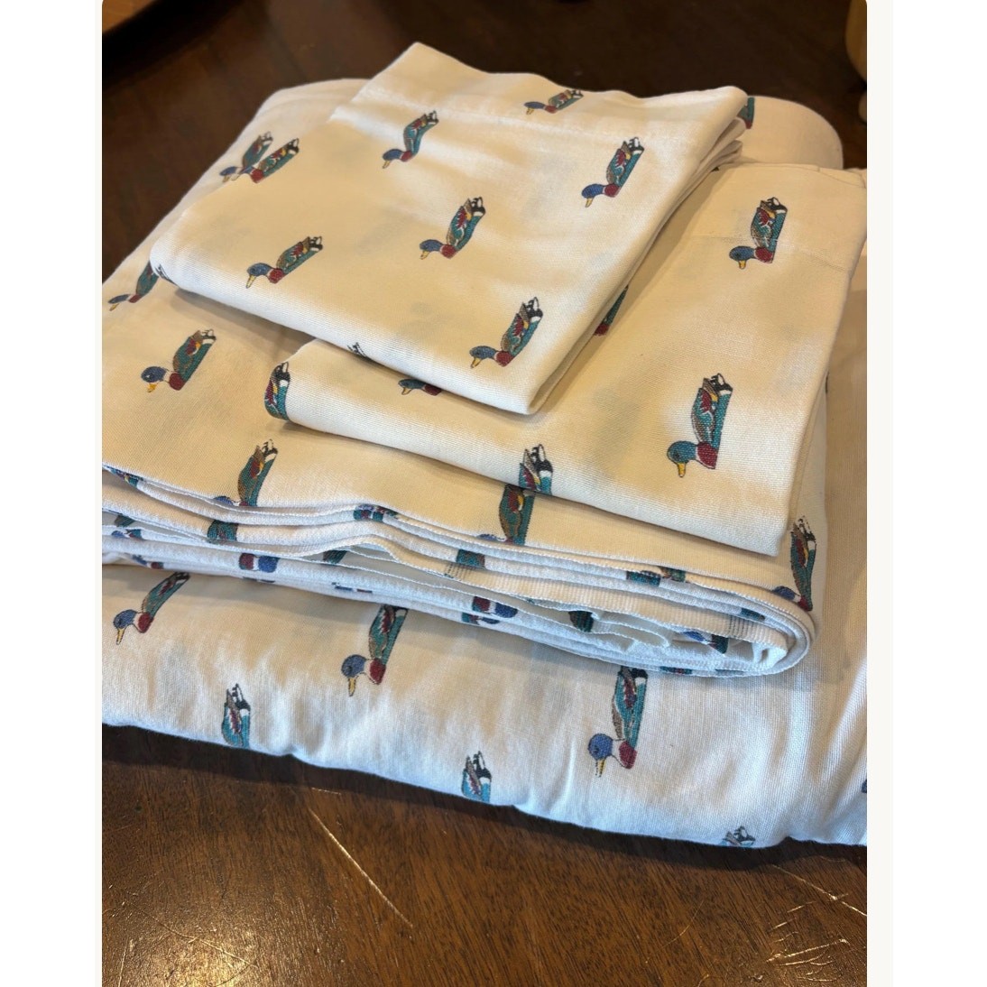 Vintage Mallard Duck Twin Sheet Set Preppy Hunting 80s Excellent Condition