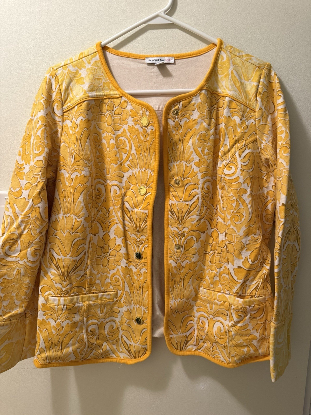 Isaac Mizrahi Yellow Floral Jacket Size Medium