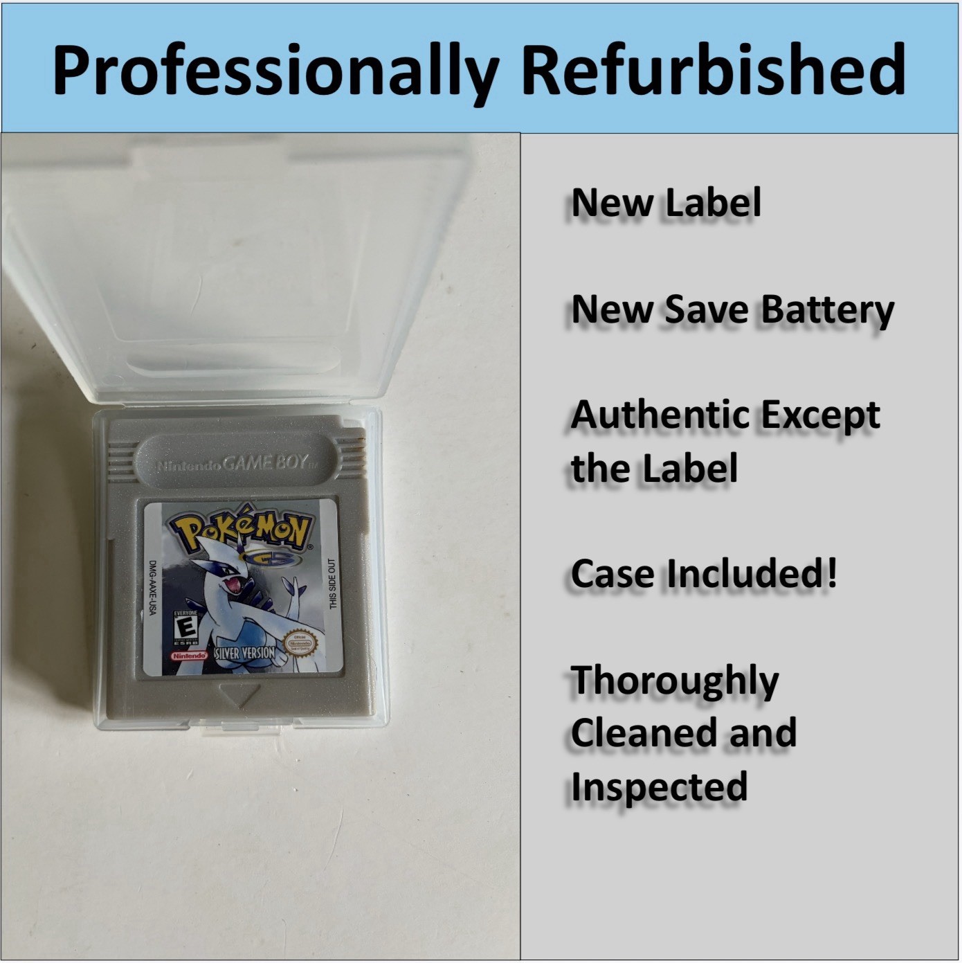 Authentic Pokémon Silver Version - NEW Save Battery And Label