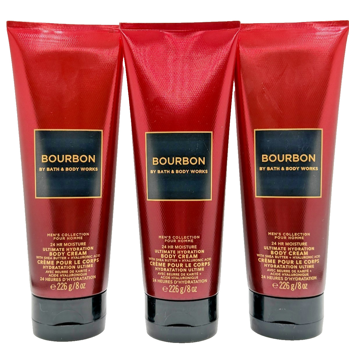 NEW Bath & Body Works Lot of 3 Tubes Bourbon Men\'s Hydrating Body Cream 8 oz NEW Bath & Body Works Lot of 3 Tubes Bourbon Men\'s Hydrating Body Cream 8 oz