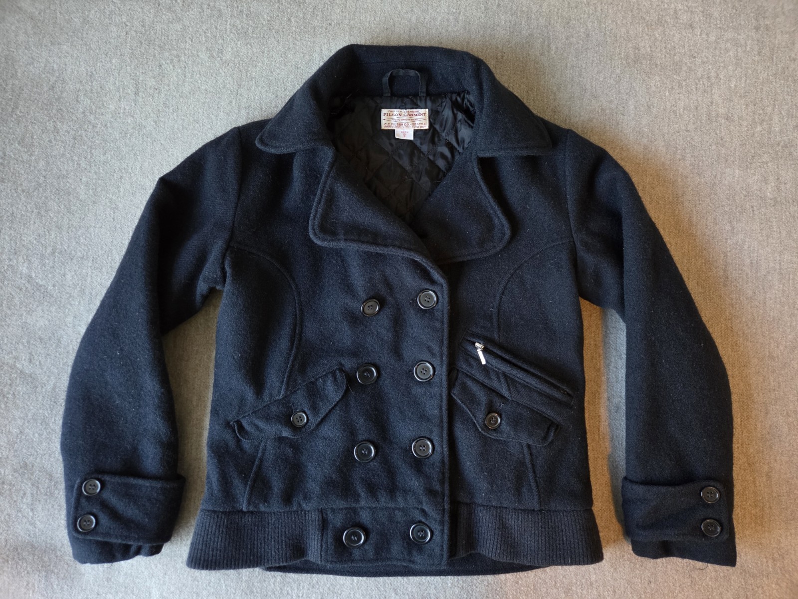 Filson Women\'s Mackinaw Wool Bomber | Small | Navy | Made in USA | Discontinued