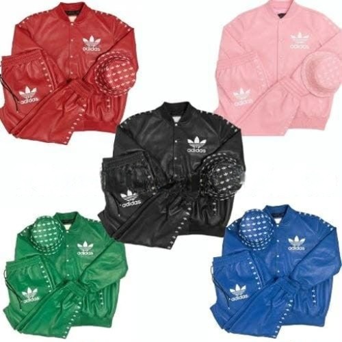 Vintage ADIDAS Leather Tracksuit Jacket Pants & Hat Set Monogram Logo All Sizes Vintage ADIDAS Leather Tracksuit Jacket Pants & Hat Set Monogram Logo All Sizes