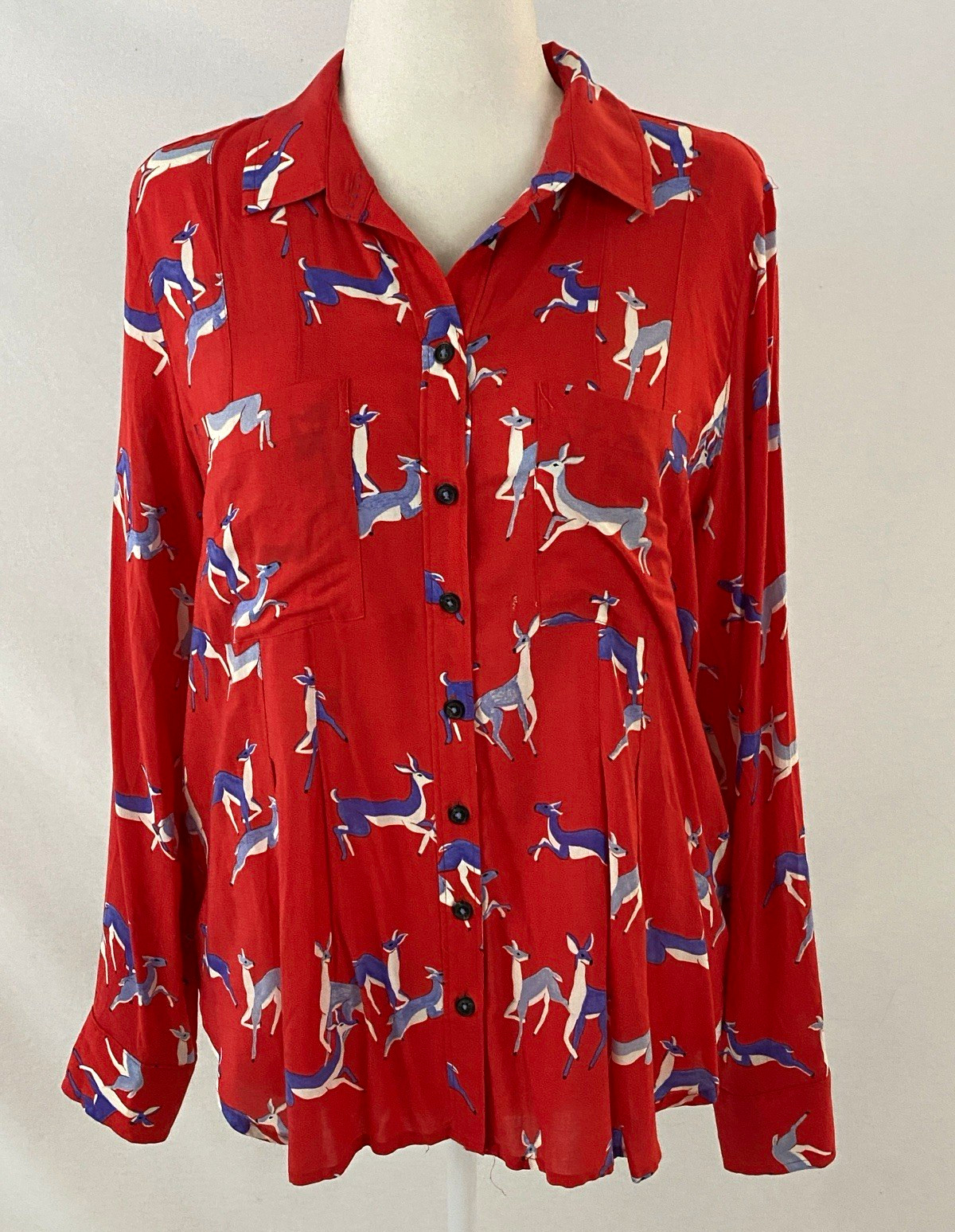 Maeve by Anthropologie Whimsical Blouse 14 Deer Print NWOT Maeve by Anthropologie Whimsical Blouse 14 Deer Print NWOT