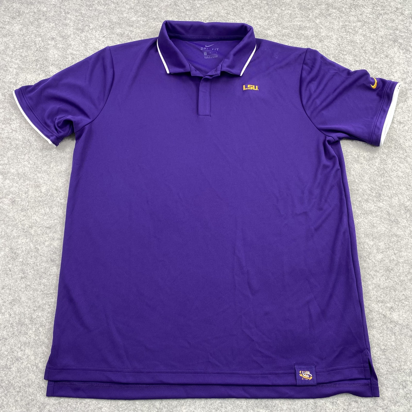 LSU Tigers Shirt Mens Large Purple NCAA Football Nike Dri Fit Polo Golf