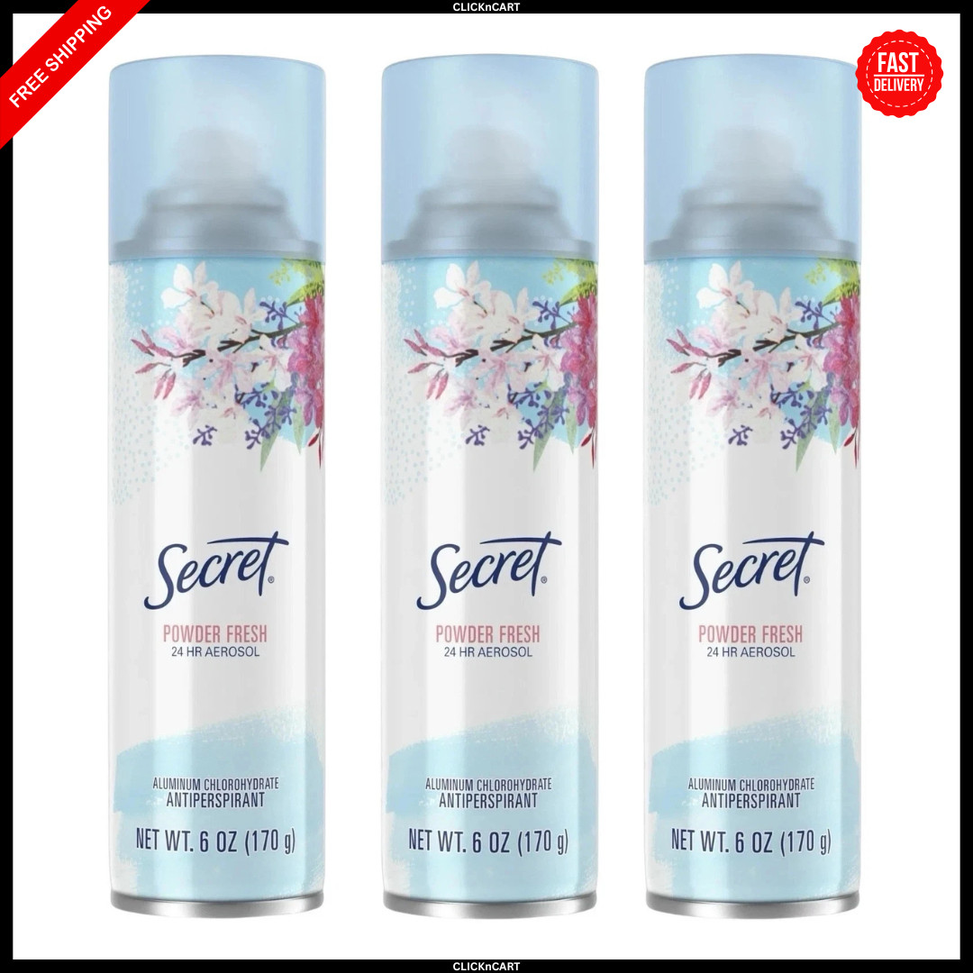 Secret POWDER FRESH 24HR Aerosol Antiperspirant Deodorant Spray 6oz, 3 Cans