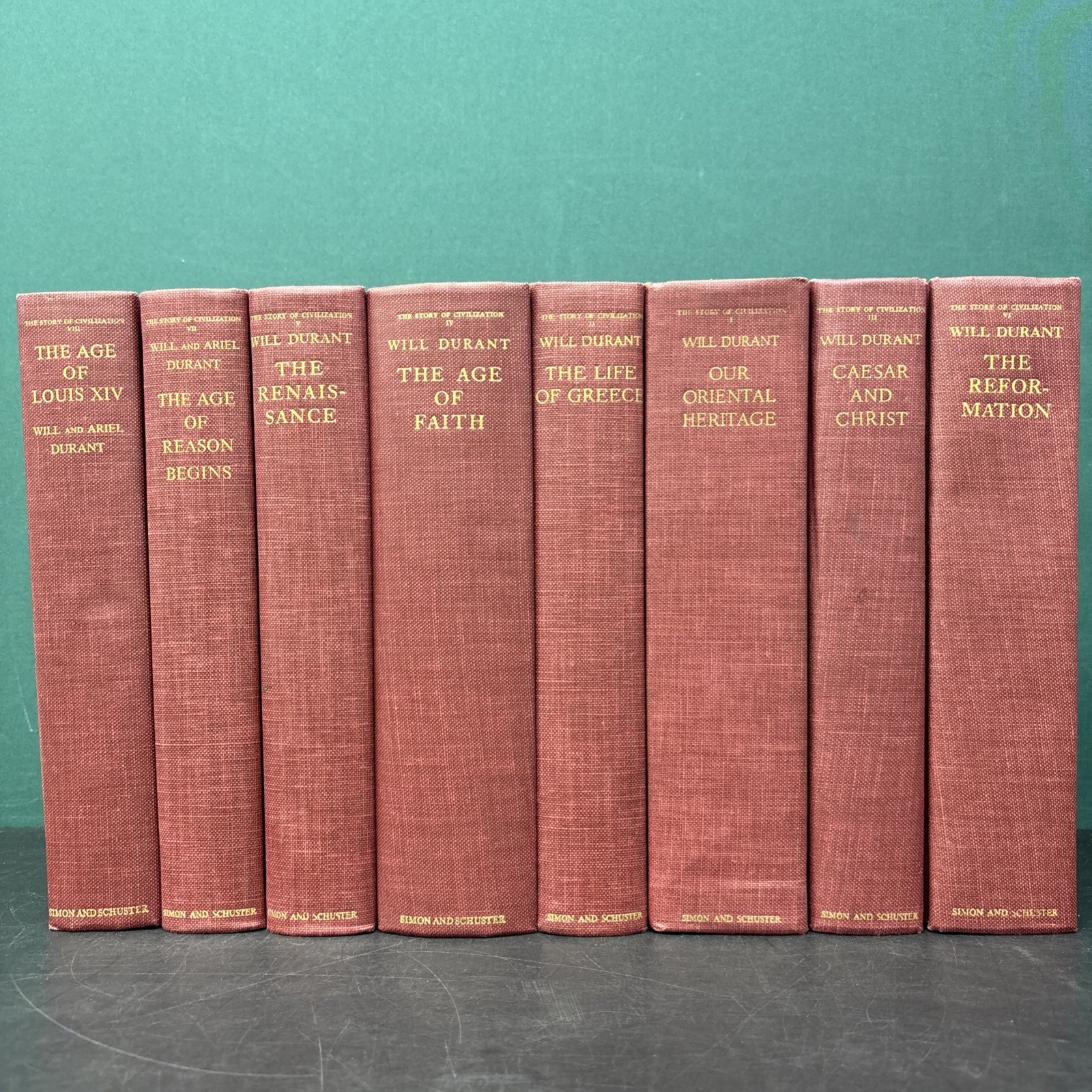 Will & Ariel Durant The Story of Civilization 8 Vol Hardcover Book Lot Vintage