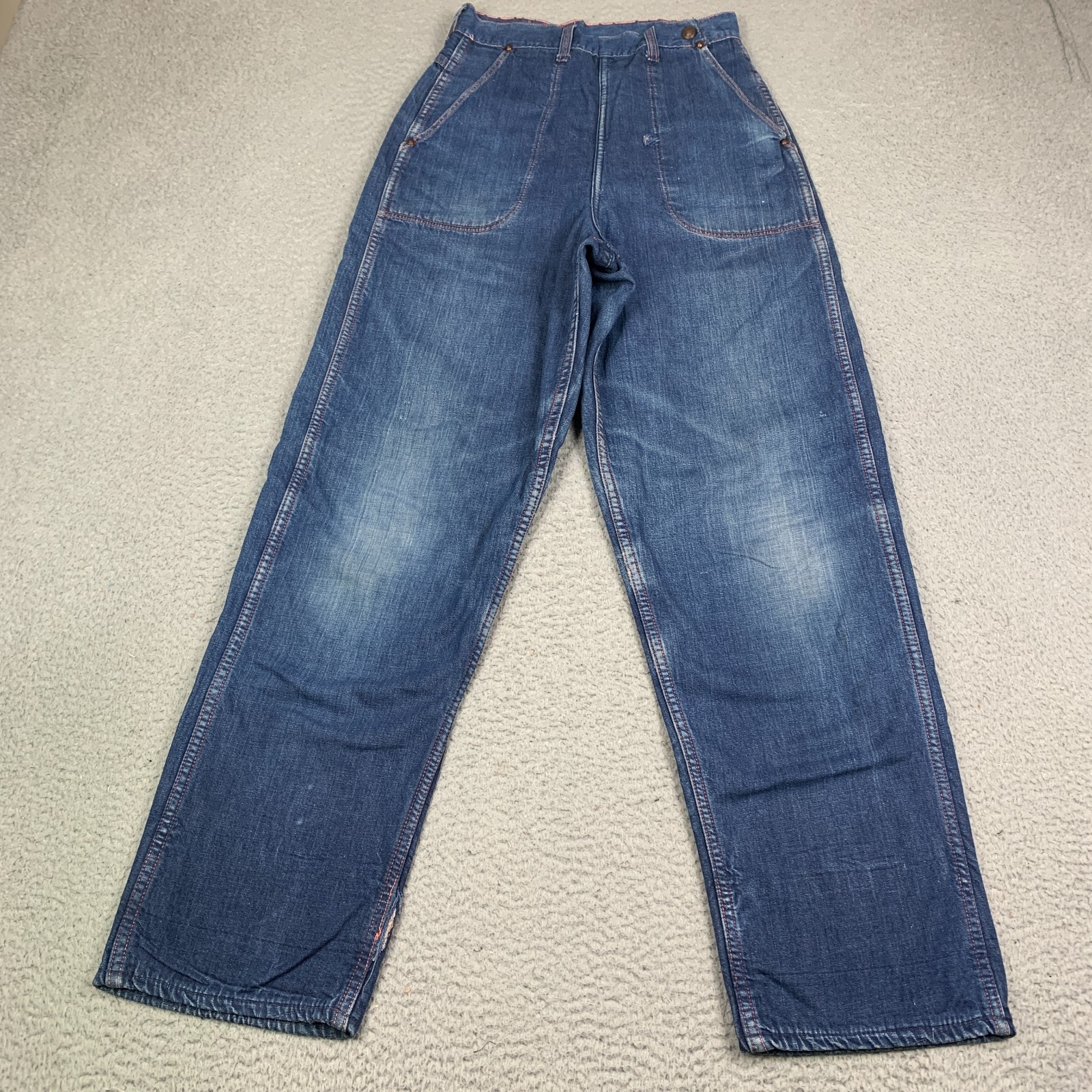Vintage 50s Blue Bell Women’s Jeans Side Zip Size 26x29 Flannel Lined Farm Vintage 50s Blue Bell Women’s Jeans Side Zip Size 26x29 Flannel Lined Farm