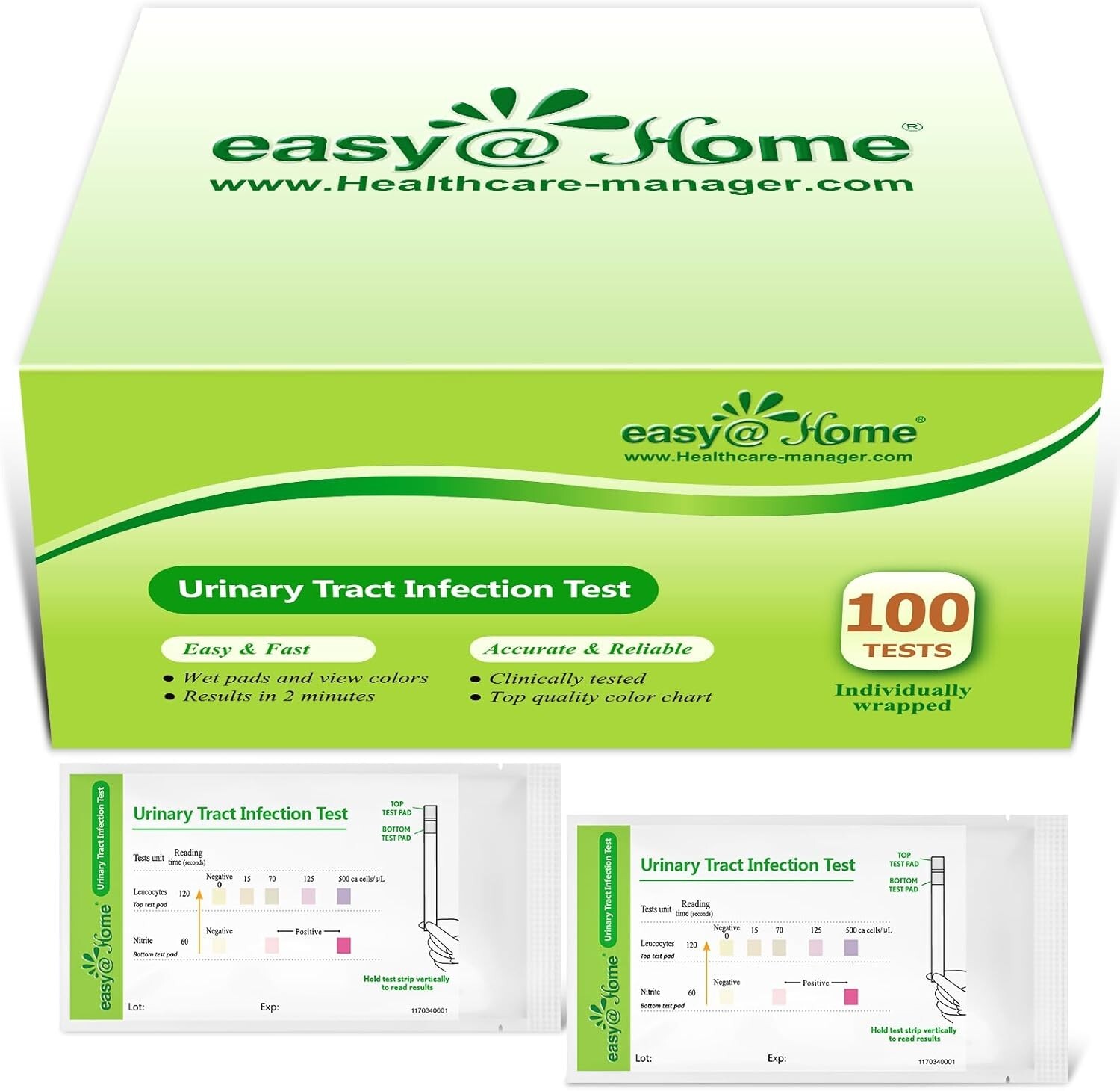 Easy@Home 100 Individual Pouch Urinary Tract Infection Test Strips Easy@Home 100 Individual Pouch Urinary Tract Infection Test Strips
