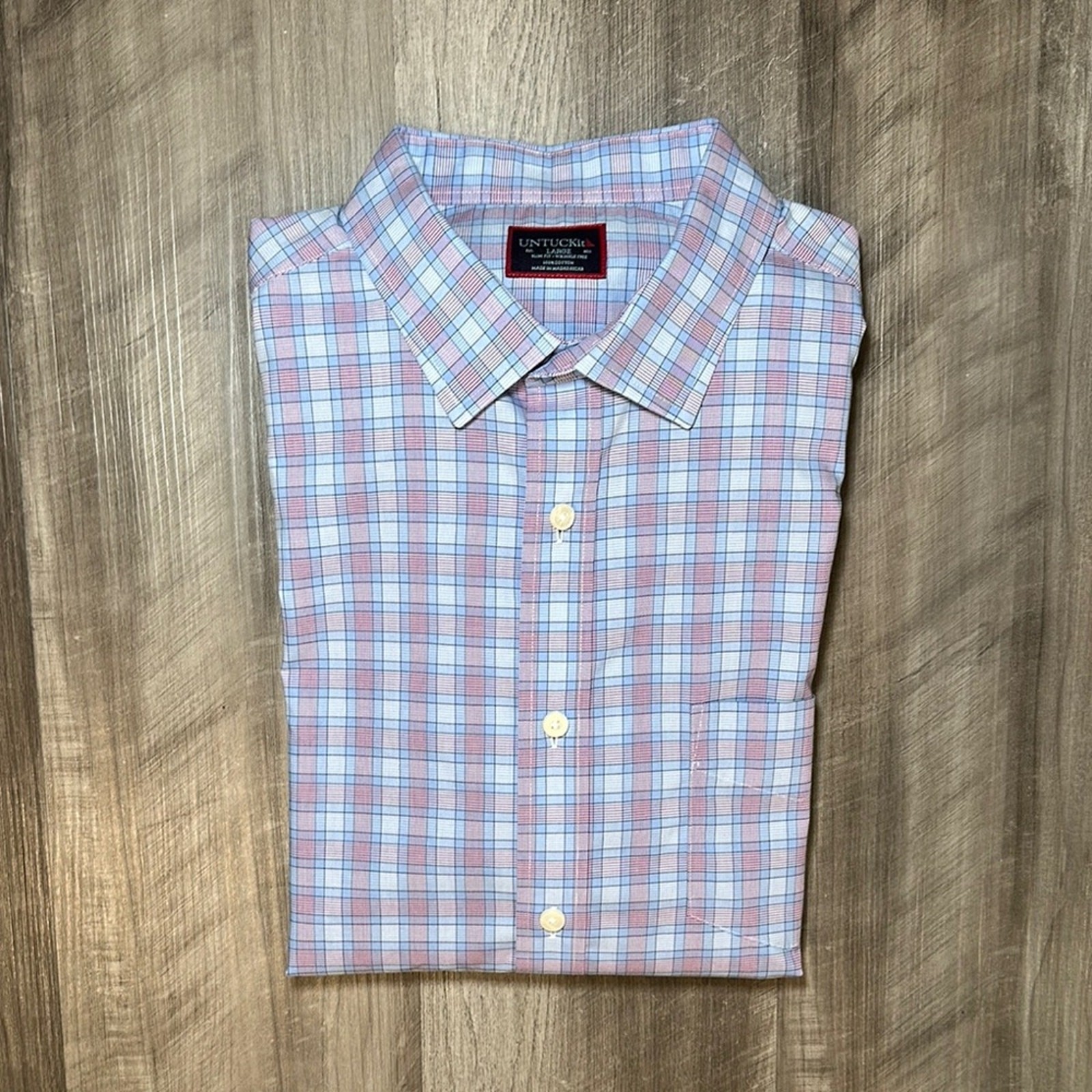 UNTUCKit Moravia Plaid Slim Fit Wrinkle Free Long Sleeve Button Down - Large