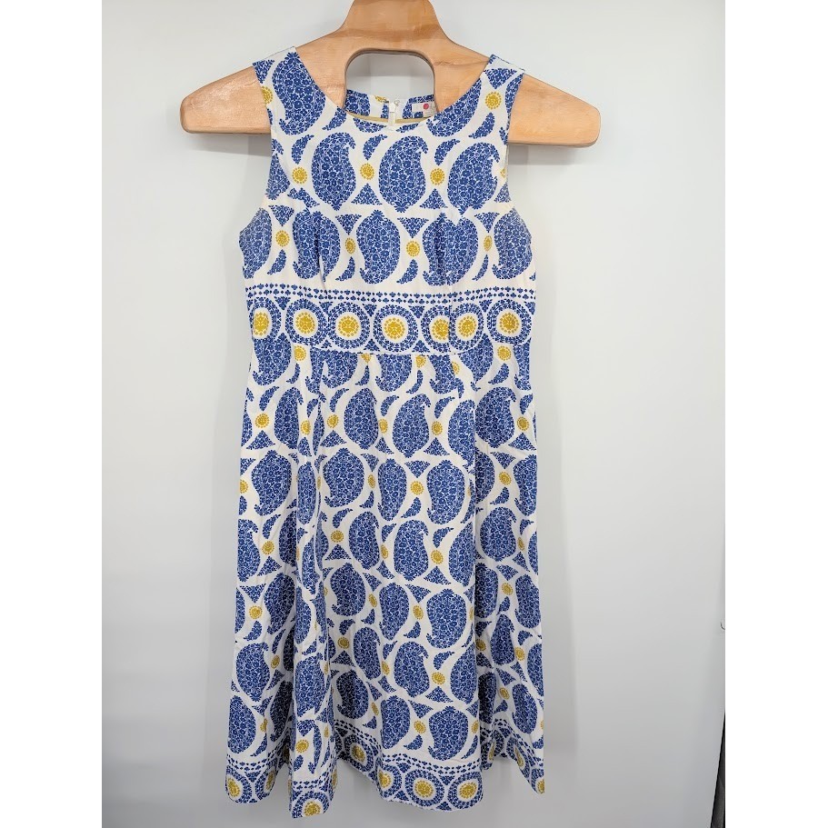 Boden Lizzie Paisley Floral Midi Dress Blue Yellow Cotton Sleeveless Women 12L Boden Lizzie Paisley Floral Midi Dress Blue Yellow Cotton Sleeveless Women 12L