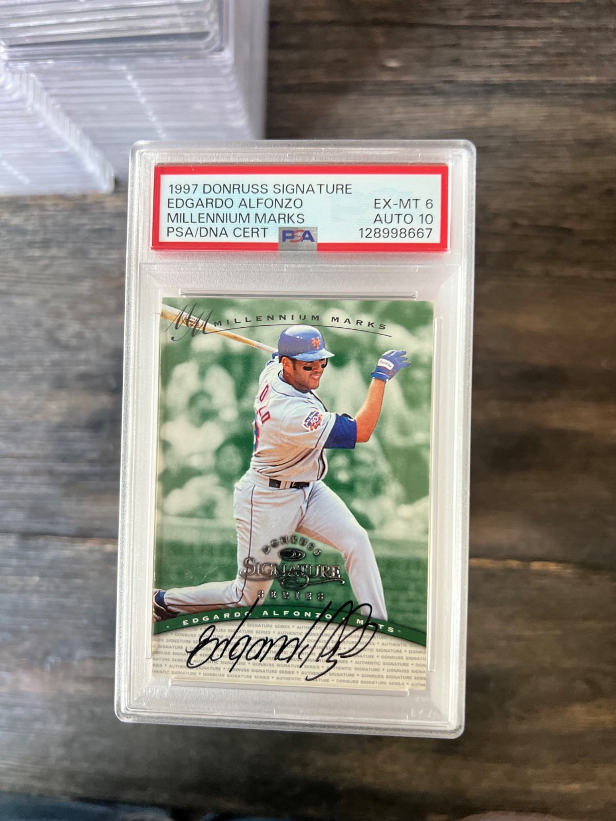 1997 donruss signature edgardo alfonzo. millennium marks psa/dna certified psa 6 1997 donruss signature edgardo alfonzo. millennium marks psa/dna certified psa 6