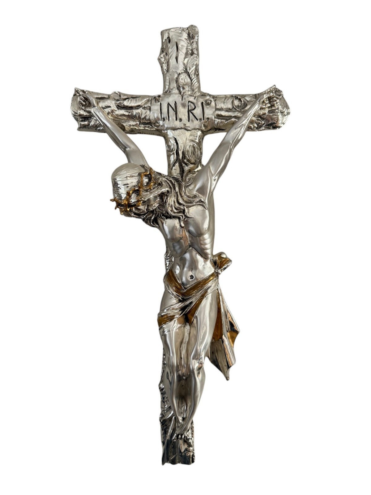 Handmade Silver Crucifix Made by an Italian Artist