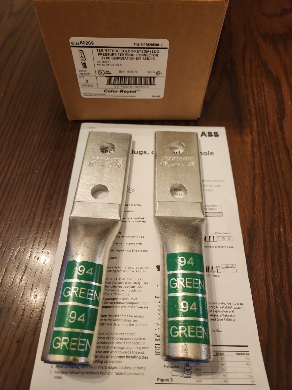 SET OF 2-THOMAS & BETTS 60269 ALUMINUM COMPRESION LUG 400MCM 1/2\ SET OF 2-THOMAS & BETTS 60269 ALUMINUM COMPRESION LUG 400MCM 1/2\