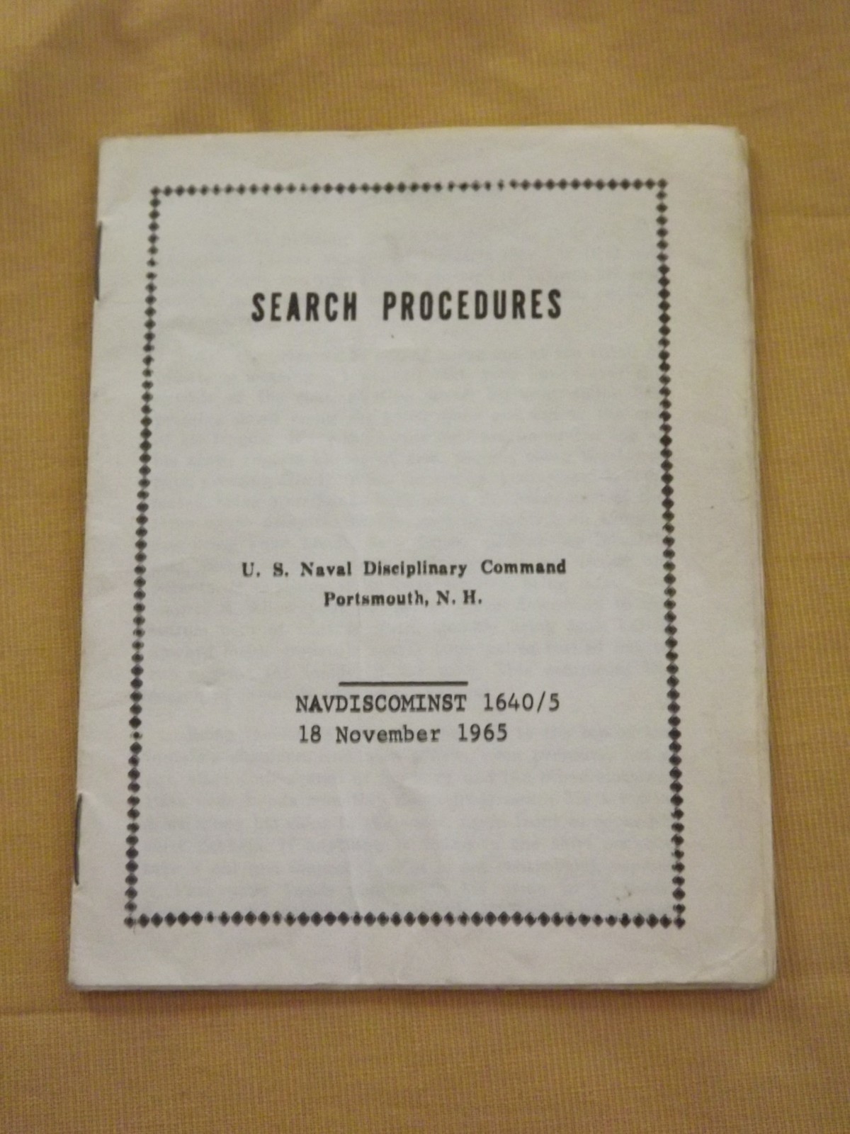 VINTAGE VIETNAM WAR 1965 US NAVAL DISCIPLINARY COMMAND SEARCH PRISONER BOOKLET VINTAGE VIETNAM WAR 1965 US NAVAL DISCIPLINARY COMMAND SEARCH PRISONER BOOKLET