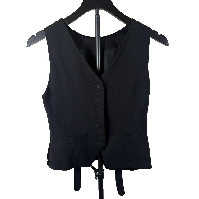 Vintage Cheap and Chic by Moschino Black Vest Top Womens Button Front Italy Vintage Cheap and Chic by Moschino Black Vest Top Womens Button Front Italy