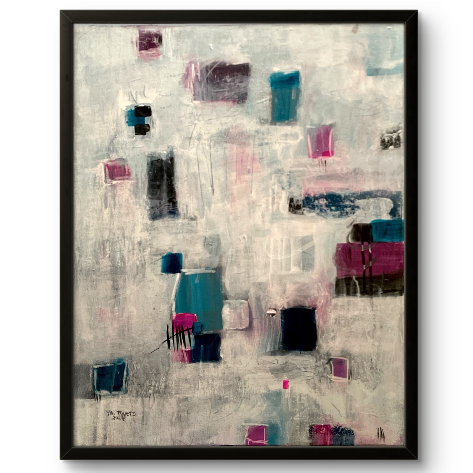 Mary Myers Original Abstract Geometric Painting 16x20 Acrylic Canvas Art