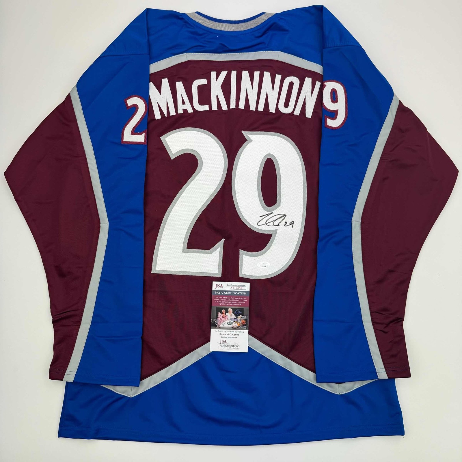 Autographed/Signed Nathan MacKinnon Colorado Maroon Hockey Jersey JSA COA Autographed/Signed Nathan MacKinnon Colorado Maroon Hockey Jersey JSA COA