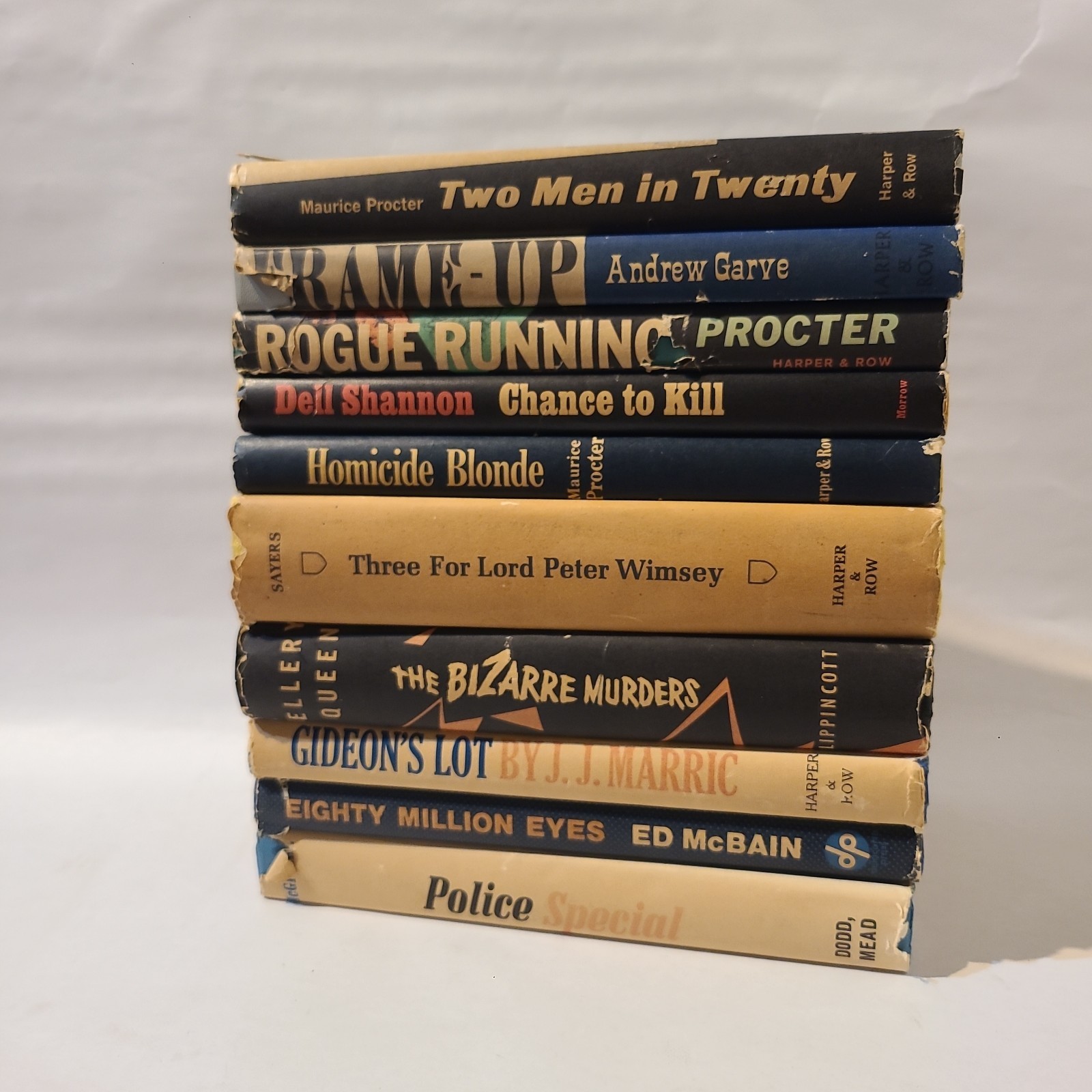 Lot 10 Vintage Mystery Hardcover Books BCE Sayers Ed McBain Queen Dell...