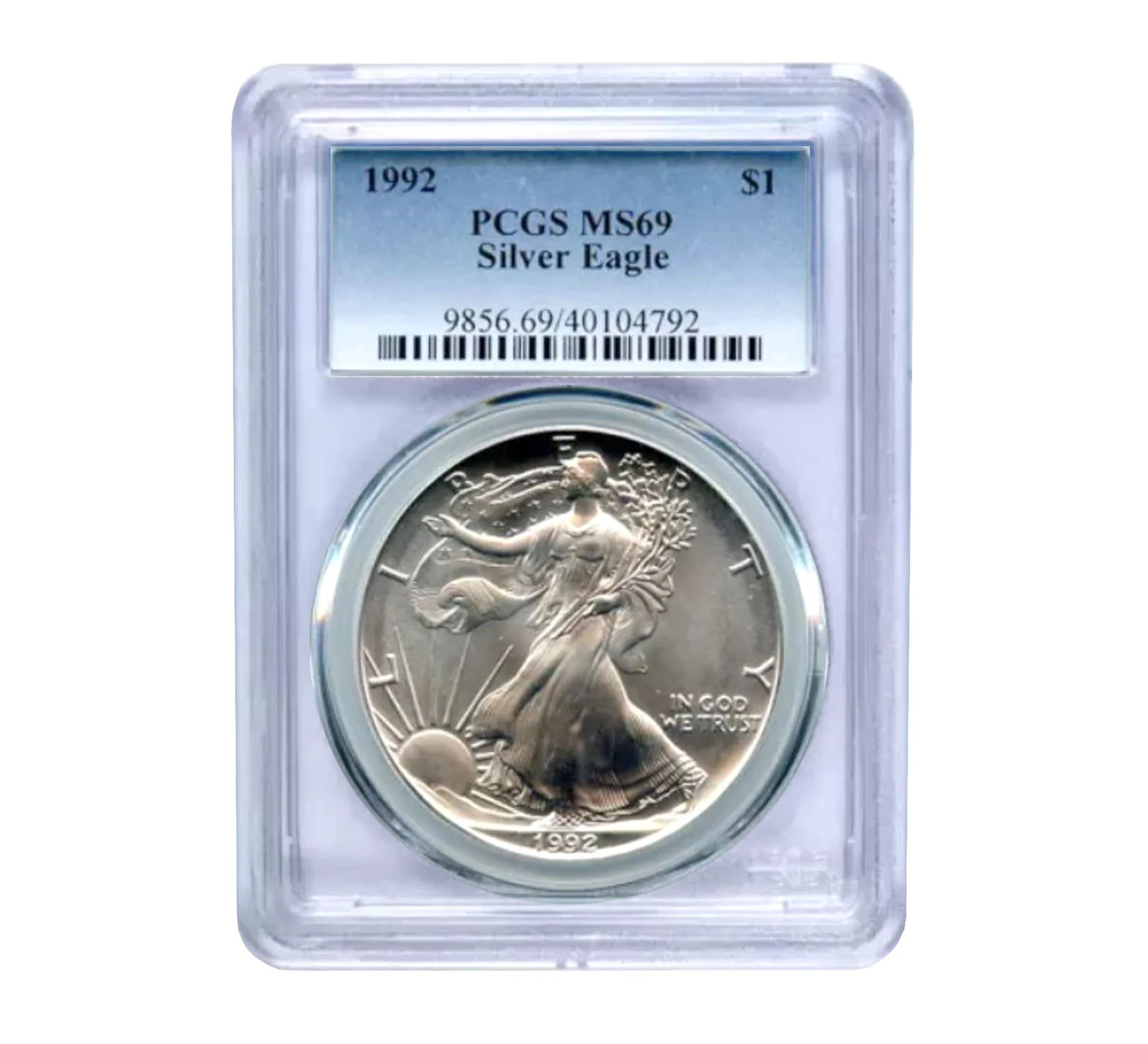 USA 1992 $1 American Silver Eagle Coin - MS69 PCGS - United States Mint