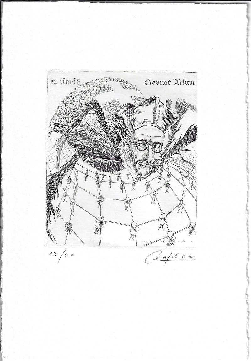 JÜRGEN CZASCHKA: Exlibris für Gernot Blum, \ JÜRGEN CZASCHKA: Exlibris für Gernot Blum, \