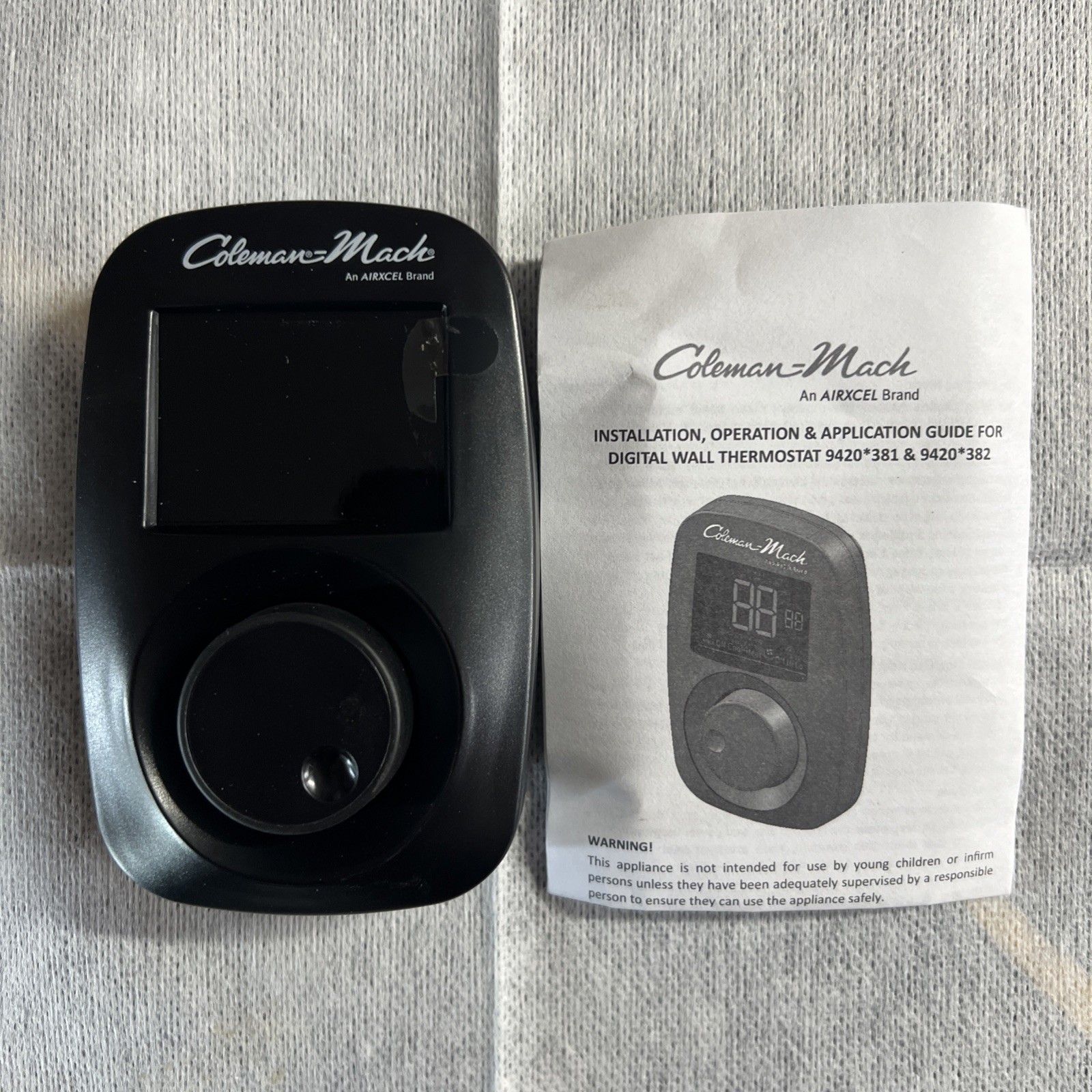 Coleman 9420-381 Heat/Cool Wall Thermostat - Digital, Black Coleman 9420-381 Heat/Cool Wall Thermostat - Digital, Black
