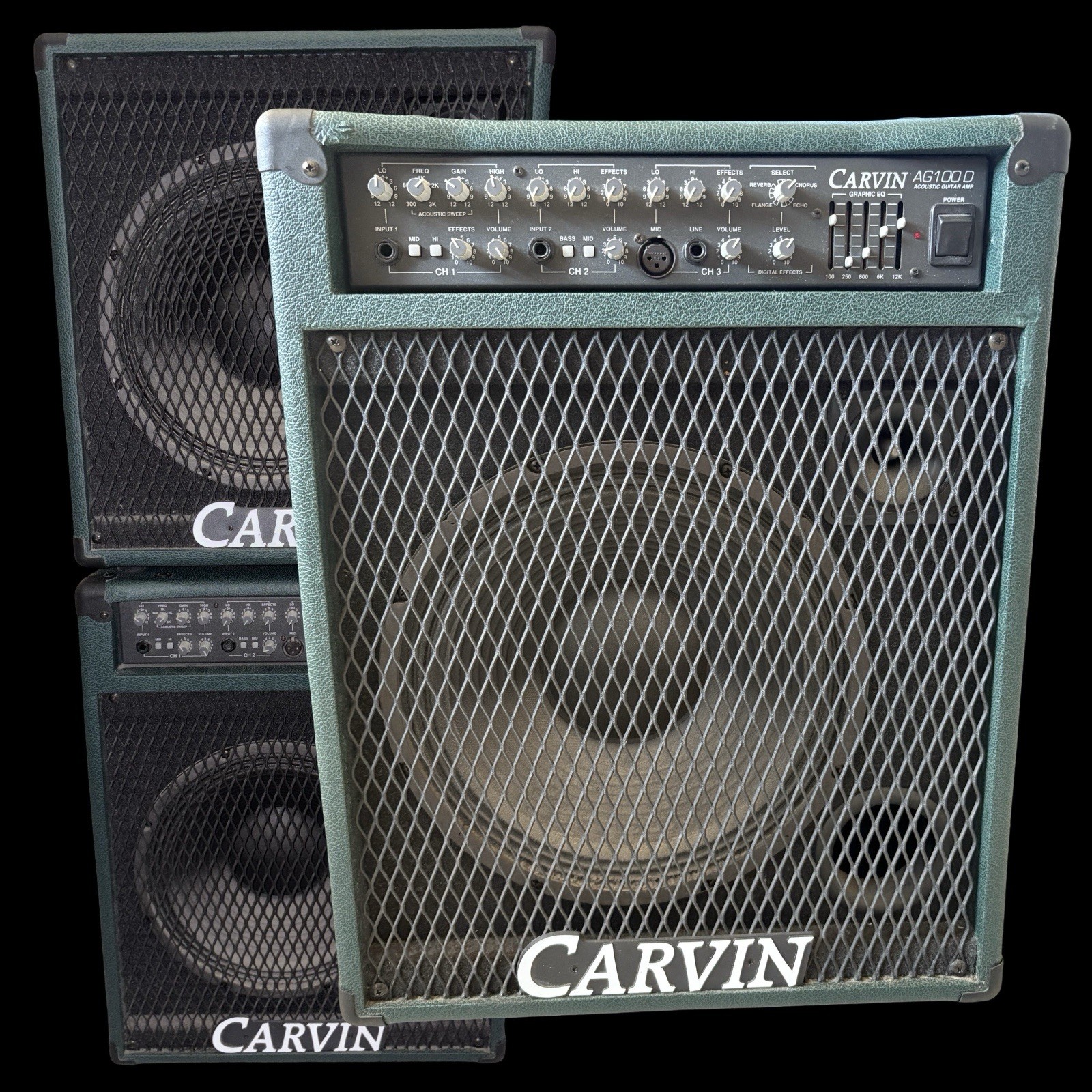 Carvin AG100D + 112AG Acoustic Guitar/Keyboard Amp/PA Set Combo +Carry Bags XLNT Carvin AG100D + 112AG Acoustic Guitar/Keyboard Amp/PA Set Combo +Carry Bags XLNT