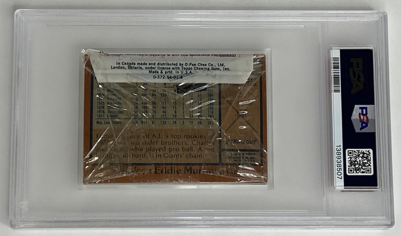 1978 Topps Baseball Cello Pack PSA 7 Eddie Murray Rookie RC Back Unopened