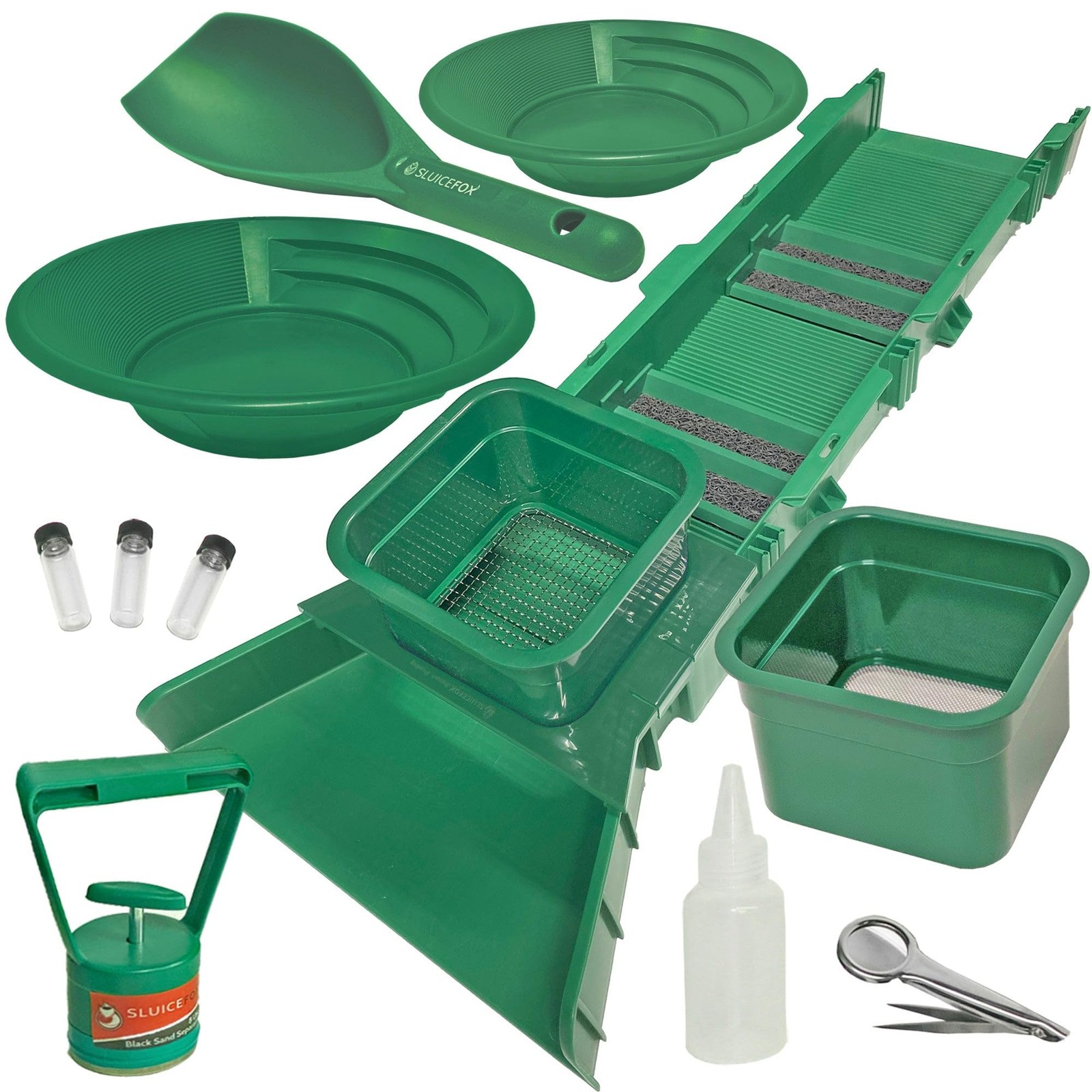 Sluice Box Compact Gold Panning Kit; Portable Sluice Box and 2 Classifier siftin