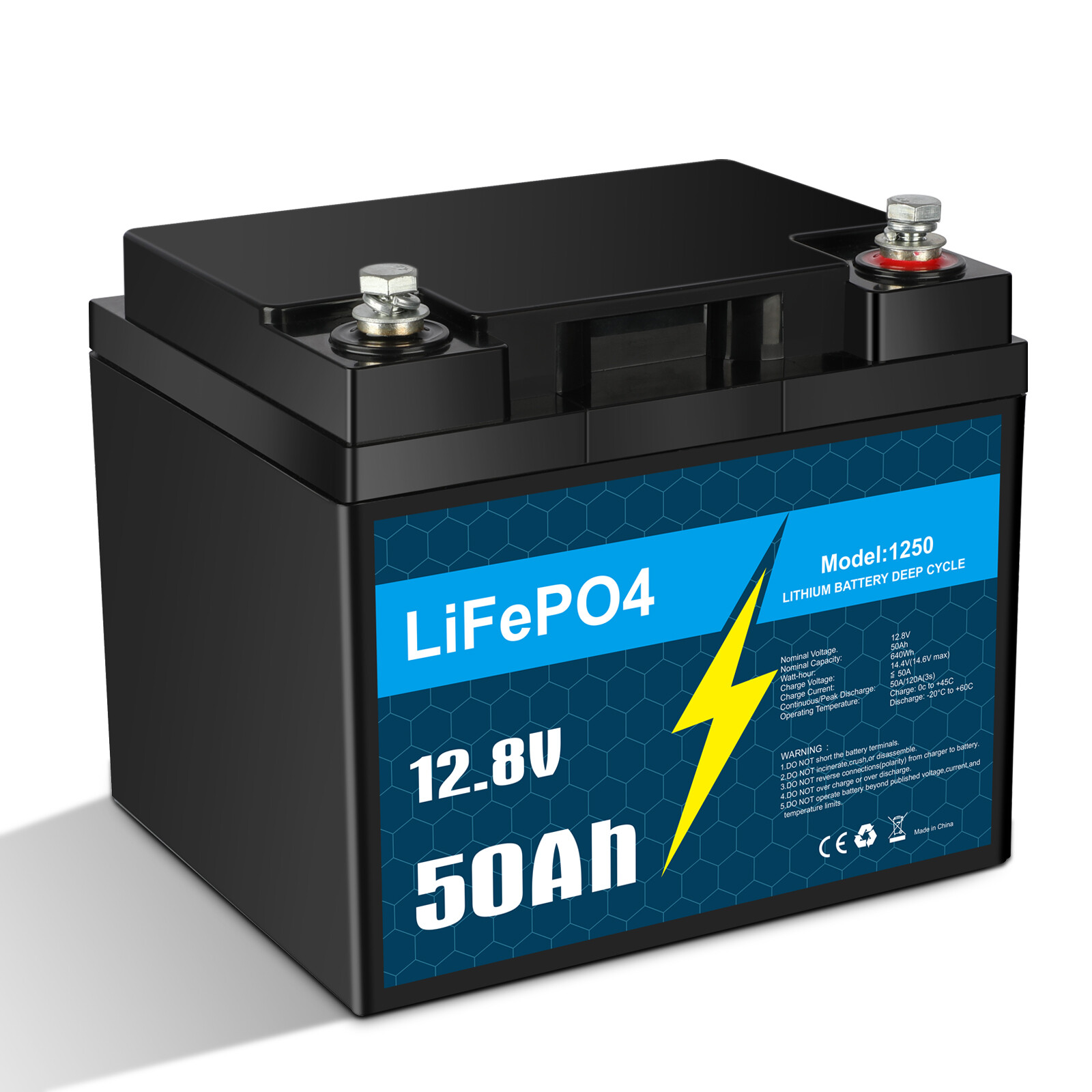 1/2/3/4 Pack 12V 50Ah LiFePO4 Lithium Battery,Deep Cycle,for RV, Marine Lot