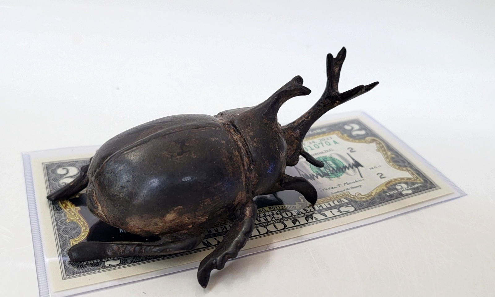 Vintage Japanese Bronze/Patinated Brass Rhinoceros Beetle 4.25 Vintage Japanese Bronze/Patinated Brass Rhinoceros Beetle 4.25
