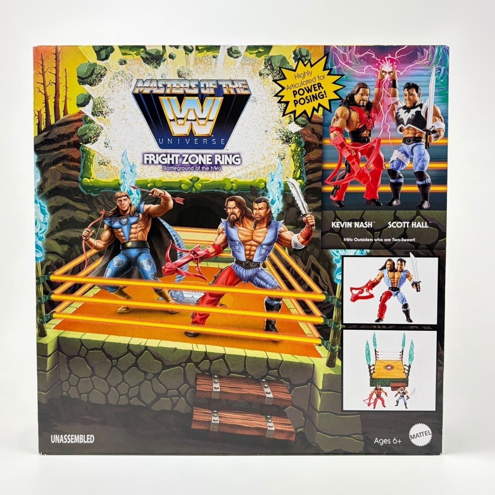 Mattel Masters of the WWE Universe Fright Zone Ring hWo Hall & Nash figures new