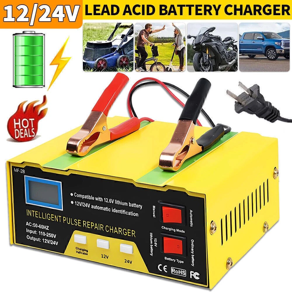 Car Battery Charger Heavy Duty 12V/24V Smart Automatic Intelligent Pulse Repair⭐ Car Battery Charger Heavy Duty 12V/24V Smart Automatic Intelligent Pulse Repair⭐