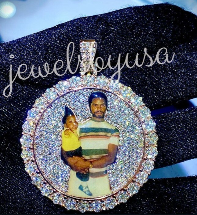 2 Inch Men\'s Tester Passing Moissanite Custom Memory Picture Pendant 925 Silver