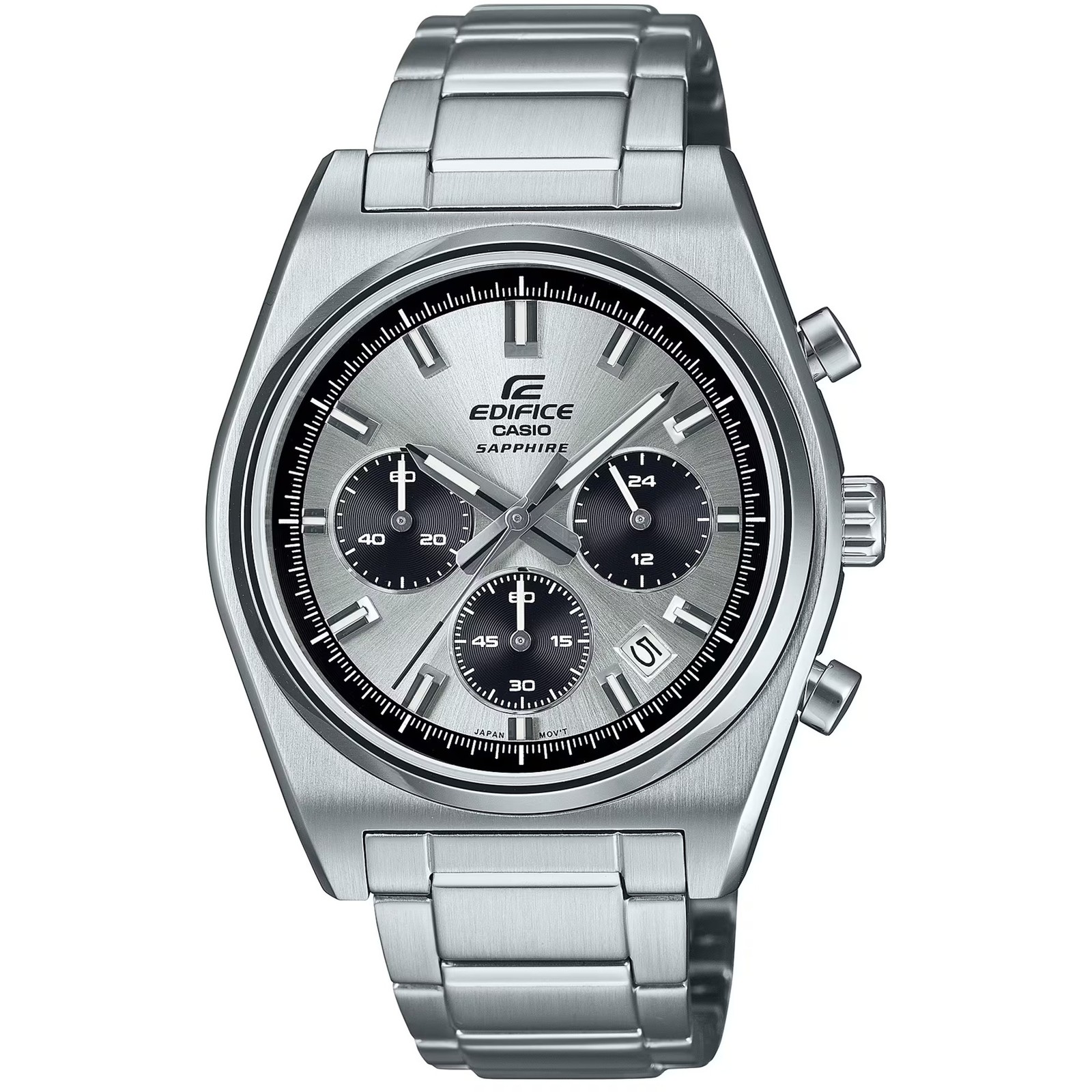 Casio Men\'s Watch Edifice Chrono Silver and Black Dial Bracelet EFB-730D-7AVCR