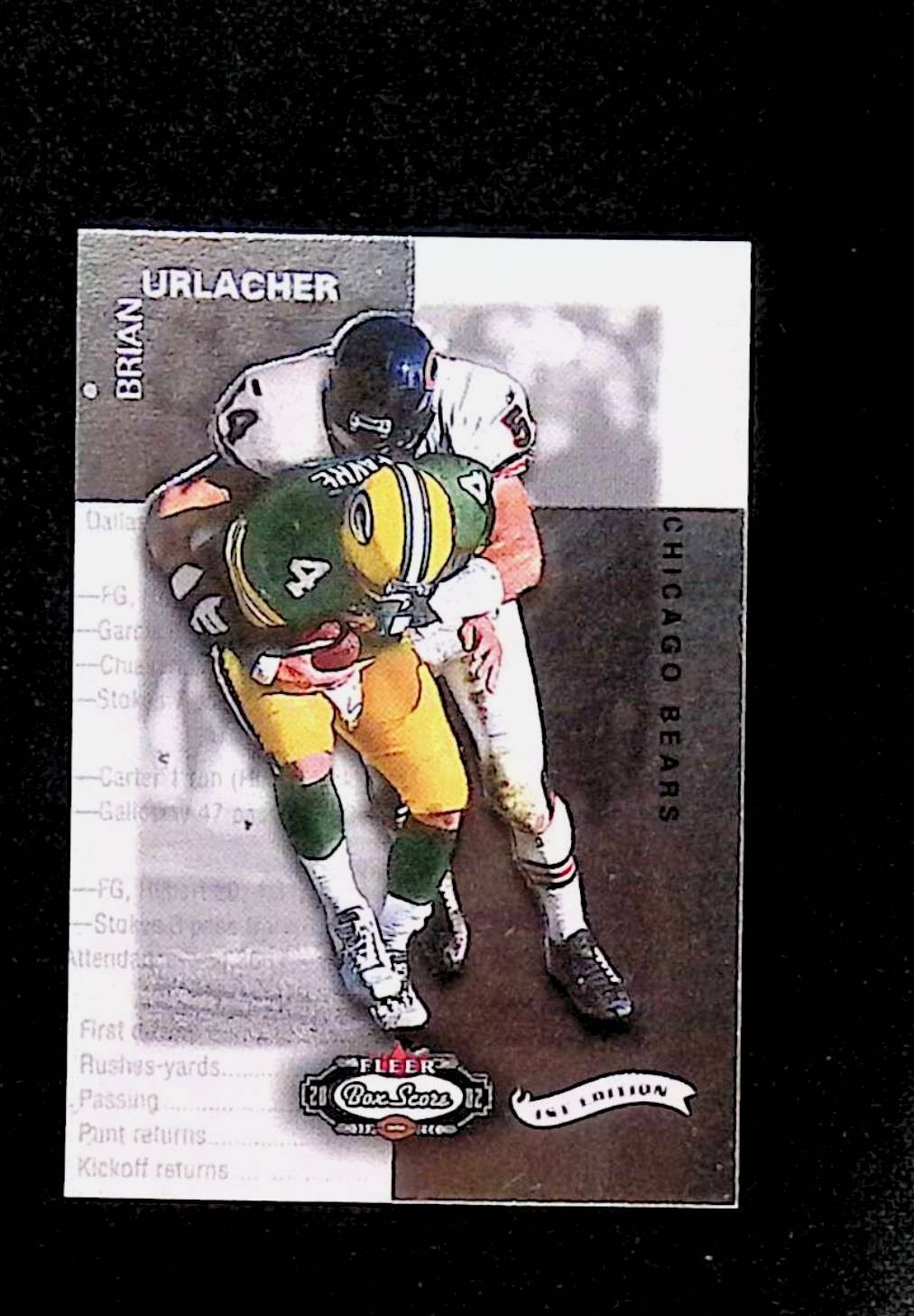 2002 Fleer Box Score Classic Miniatures First Edition 1 Brian Urlacher 16/100 2002 Fleer Box Score Classic Miniatures First Edition 1 Brian Urlacher 16/100