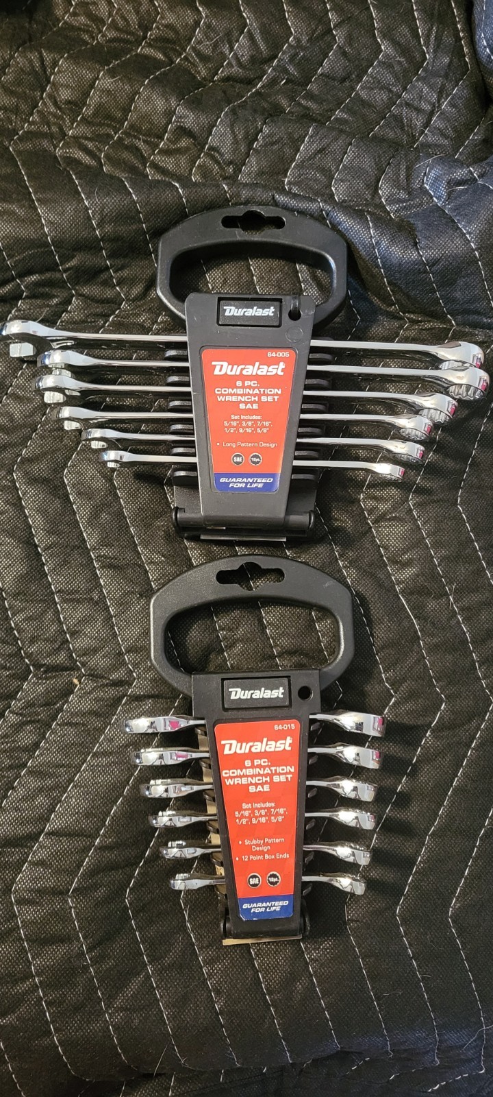 New Duralast 64-005 SAE 6pc Combo Wrench Long Pattern 12-Point & 64-015 Stubby New Duralast 64-005 SAE 6pc Combo Wrench Long Pattern 12-Point & 64-015 Stubby