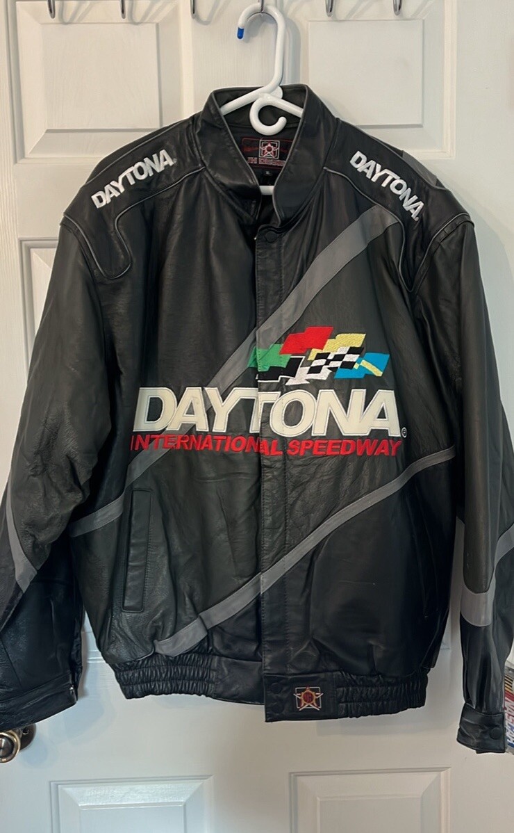 New Vintage J H Design NASCAR Daytona Int Speedway Leather Coat XL