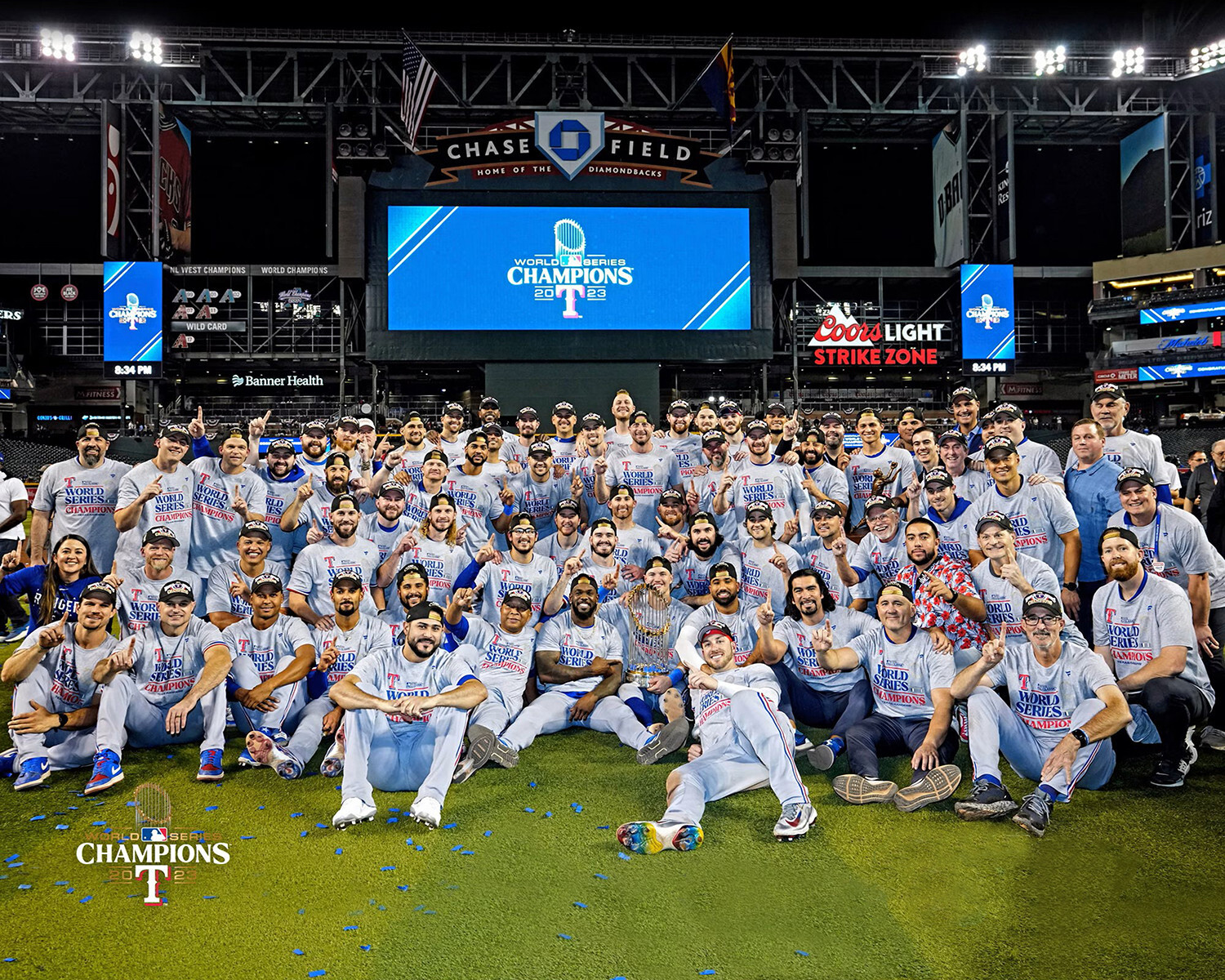 2023 TEXAS RANGERS  WORLD SERIES CHAMPIONS 8X10 PHOTO
